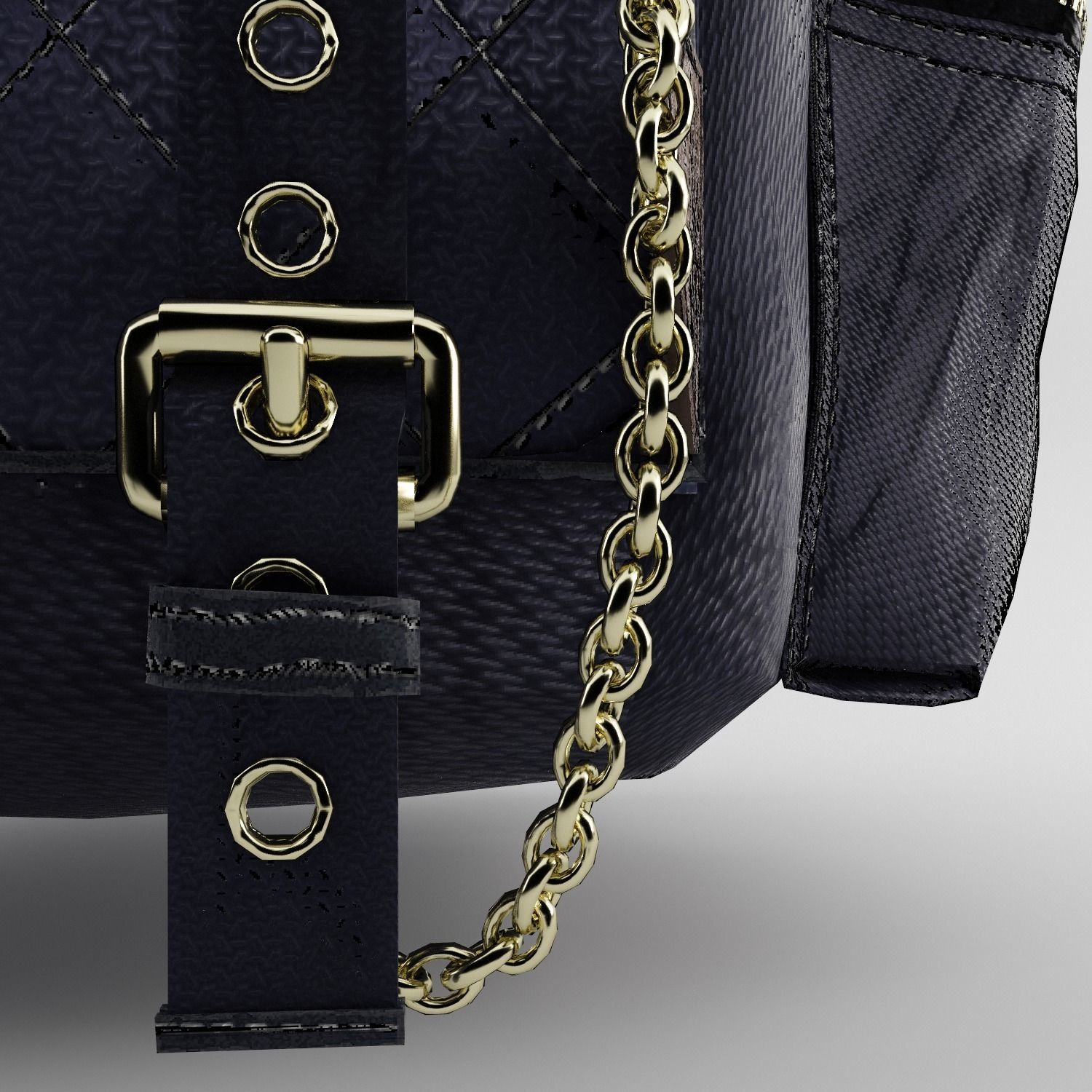 Leather and Nylon Rucksack for Women Low-poly 3D model_13