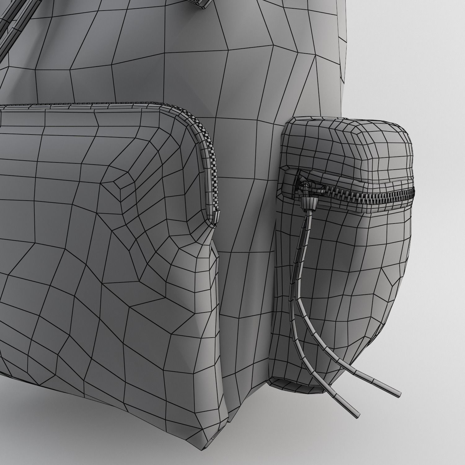 Leather and Nylon Rucksack for Women Low-poly 3D model_19