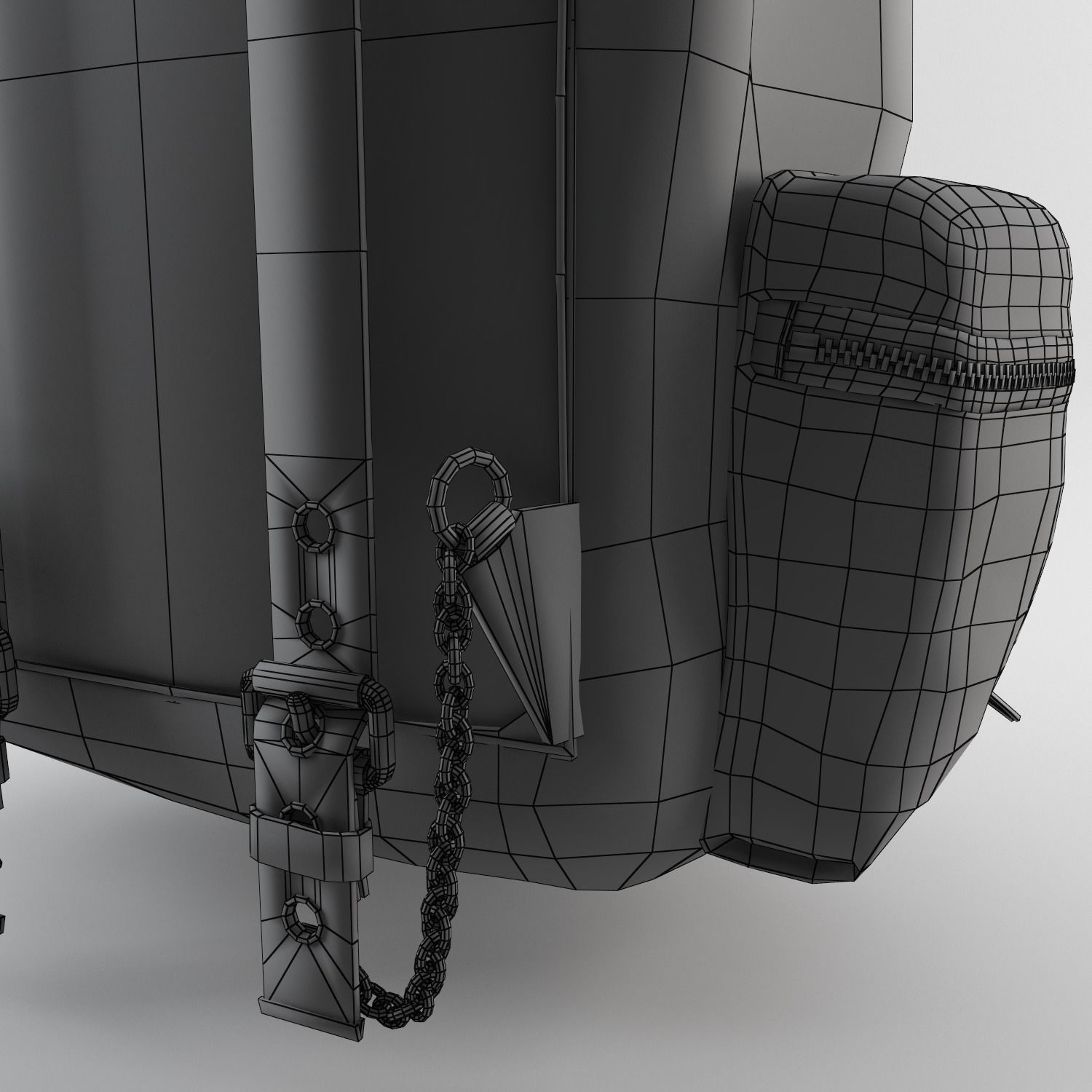 Leather and Nylon Rucksack for Women Low-poly 3D model_22