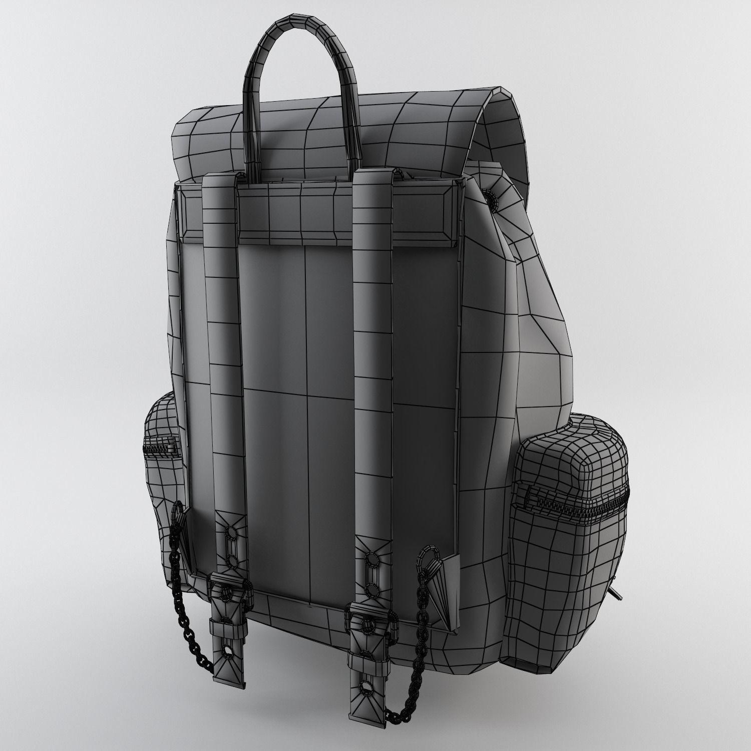 Leather and Nylon Rucksack for Women Low-poly 3D model_20