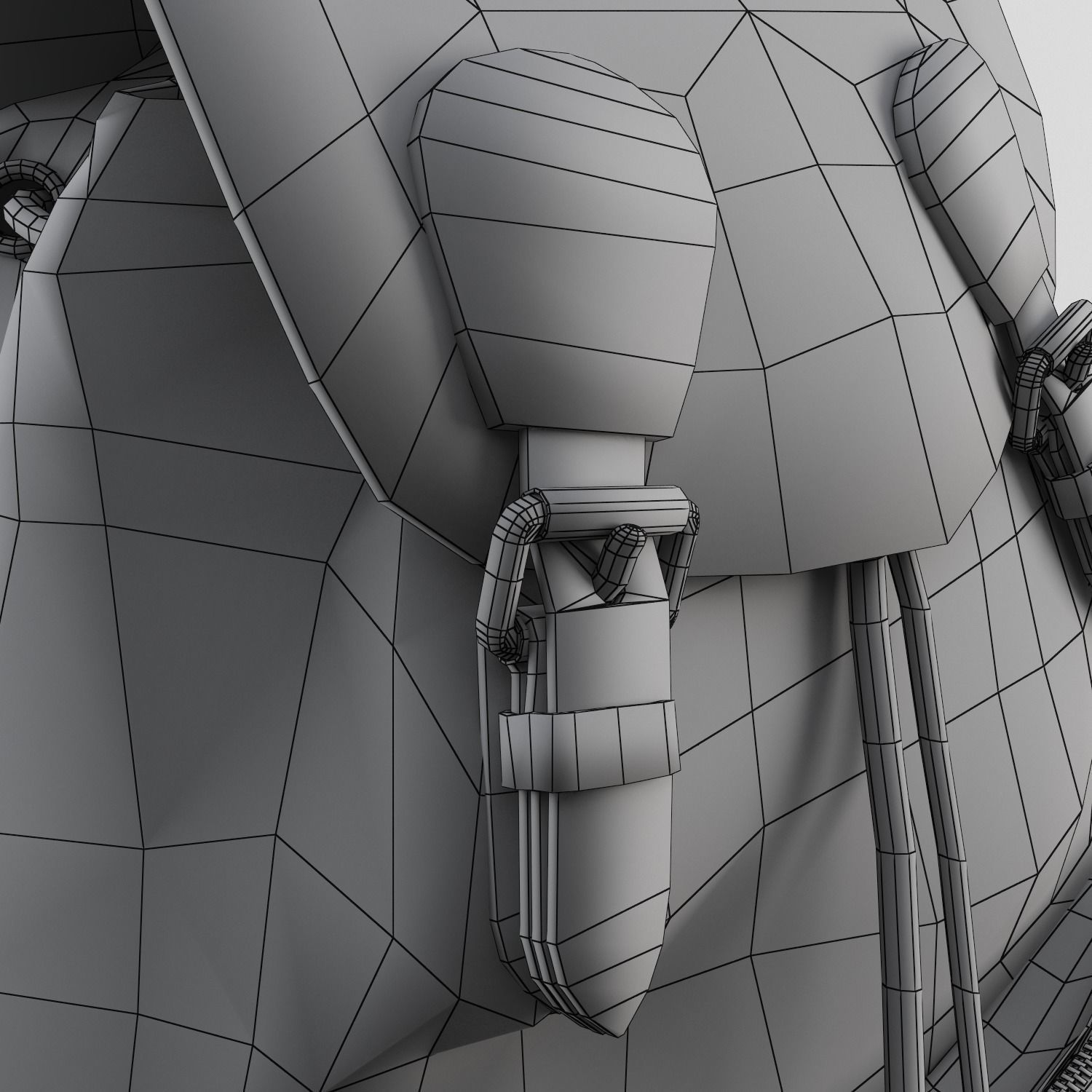 Leather and Nylon Rucksack for Women Low-poly 3D model_23