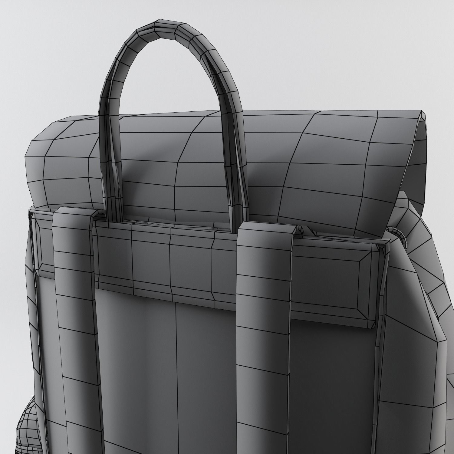 Leather and Nylon Rucksack for Women Low-poly 3D model_21