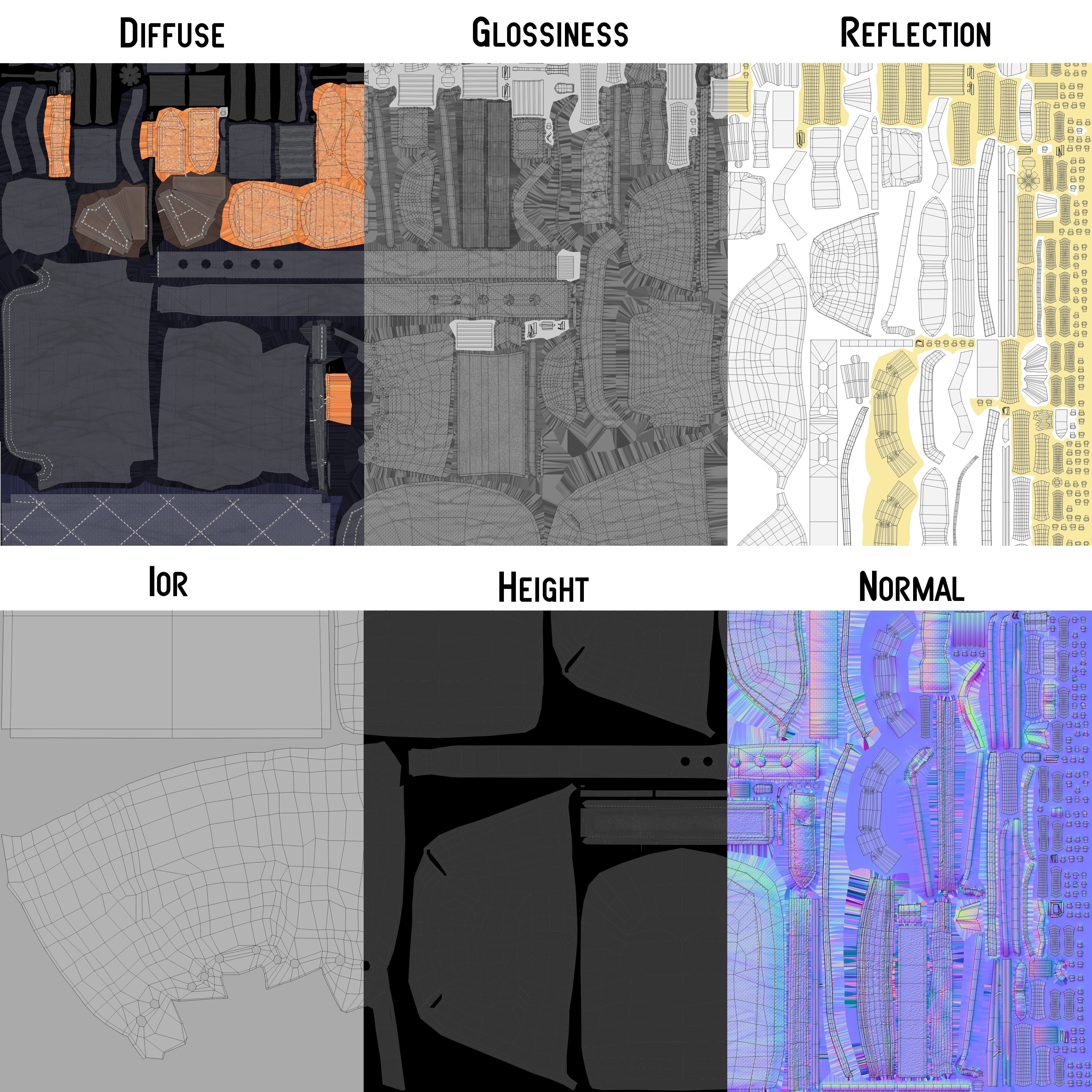 Leather and Nylon Rucksack for Women Low-poly 3D model_15