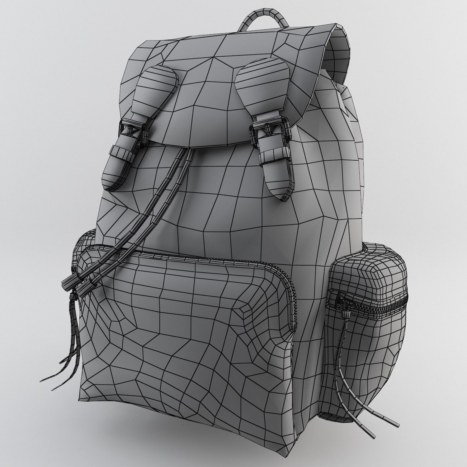 Leather and Nylon Rucksack for Women Low-poly 3D model_17