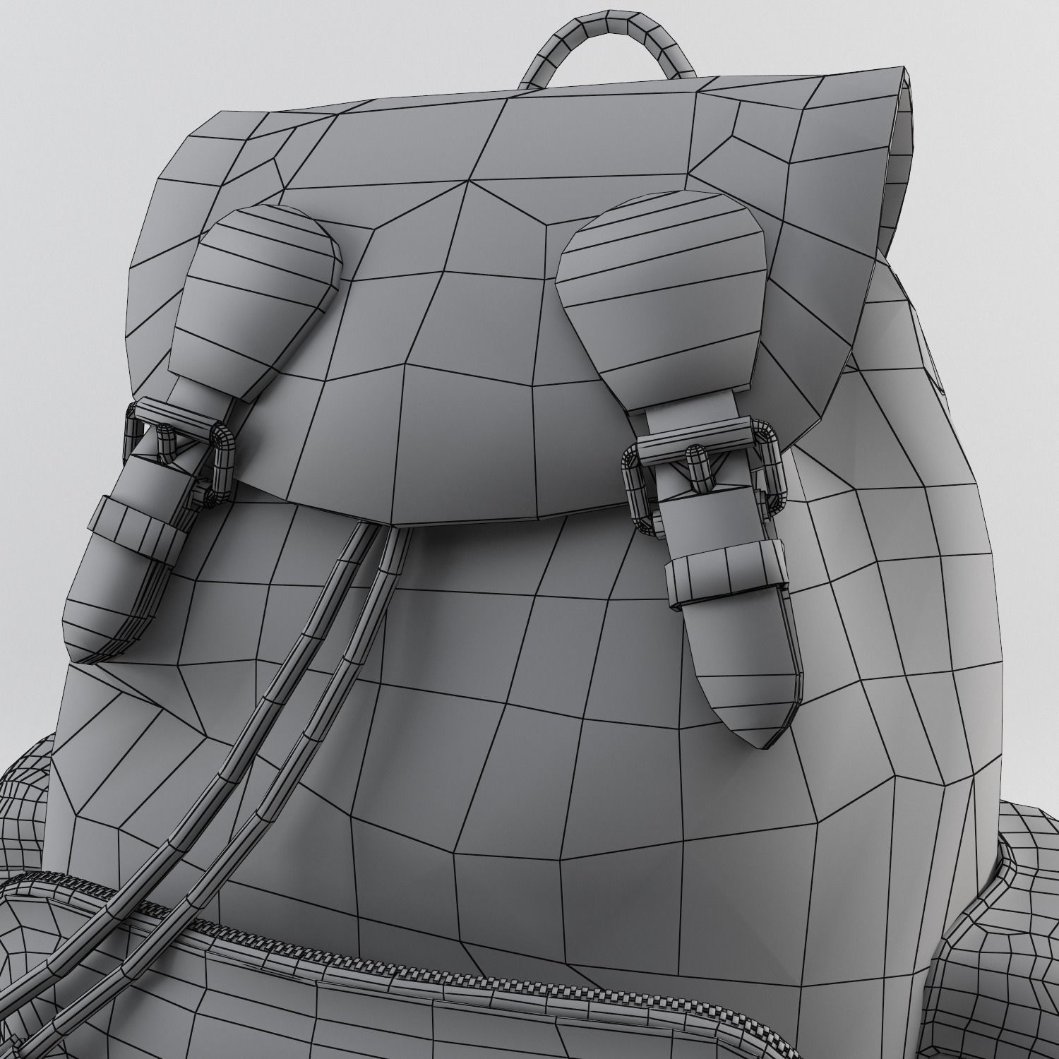 Leather and Nylon Rucksack for Women Low-poly 3D model_18
