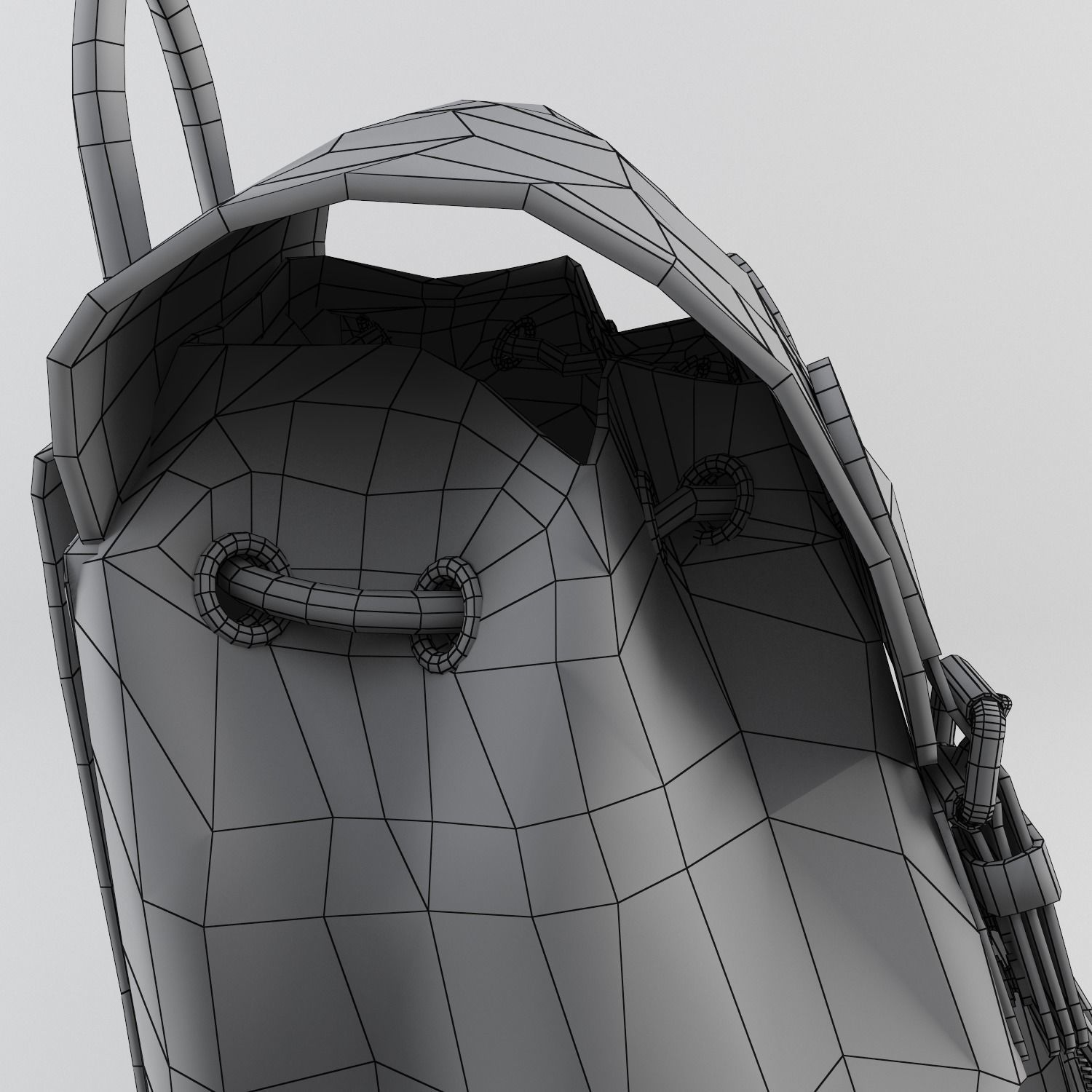 Leather and Nylon Rucksack for Women Low-poly 3D model_26