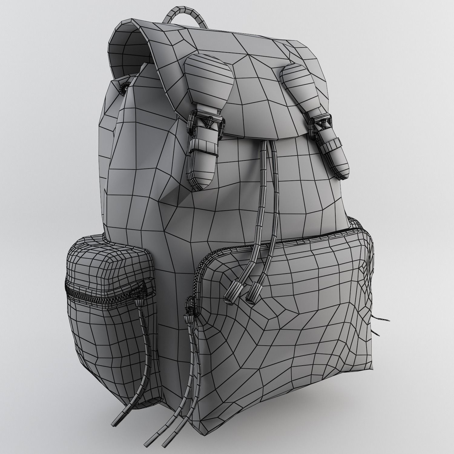 Leather and Nylon Rucksack for Women Low-poly 3D model_16