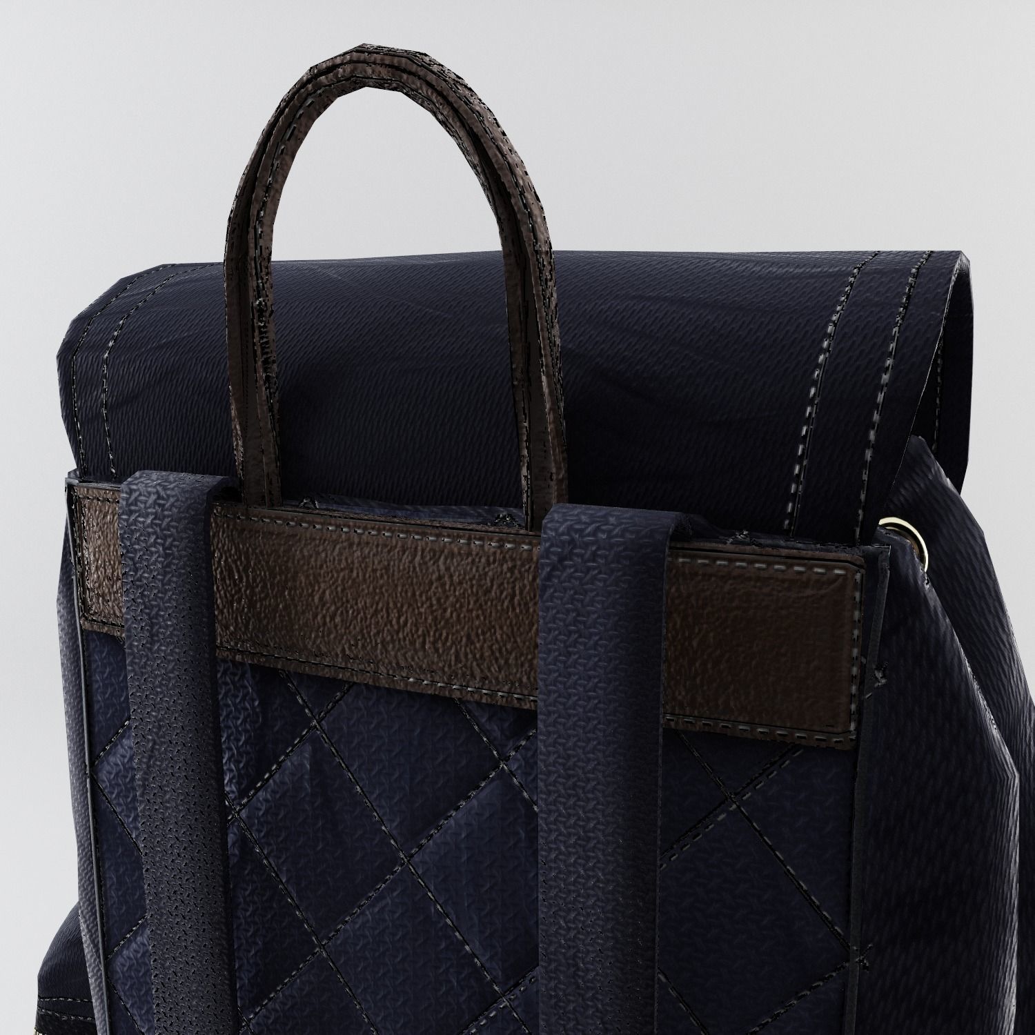 Leather and Nylon Rucksack for Women Low-poly 3D model_6