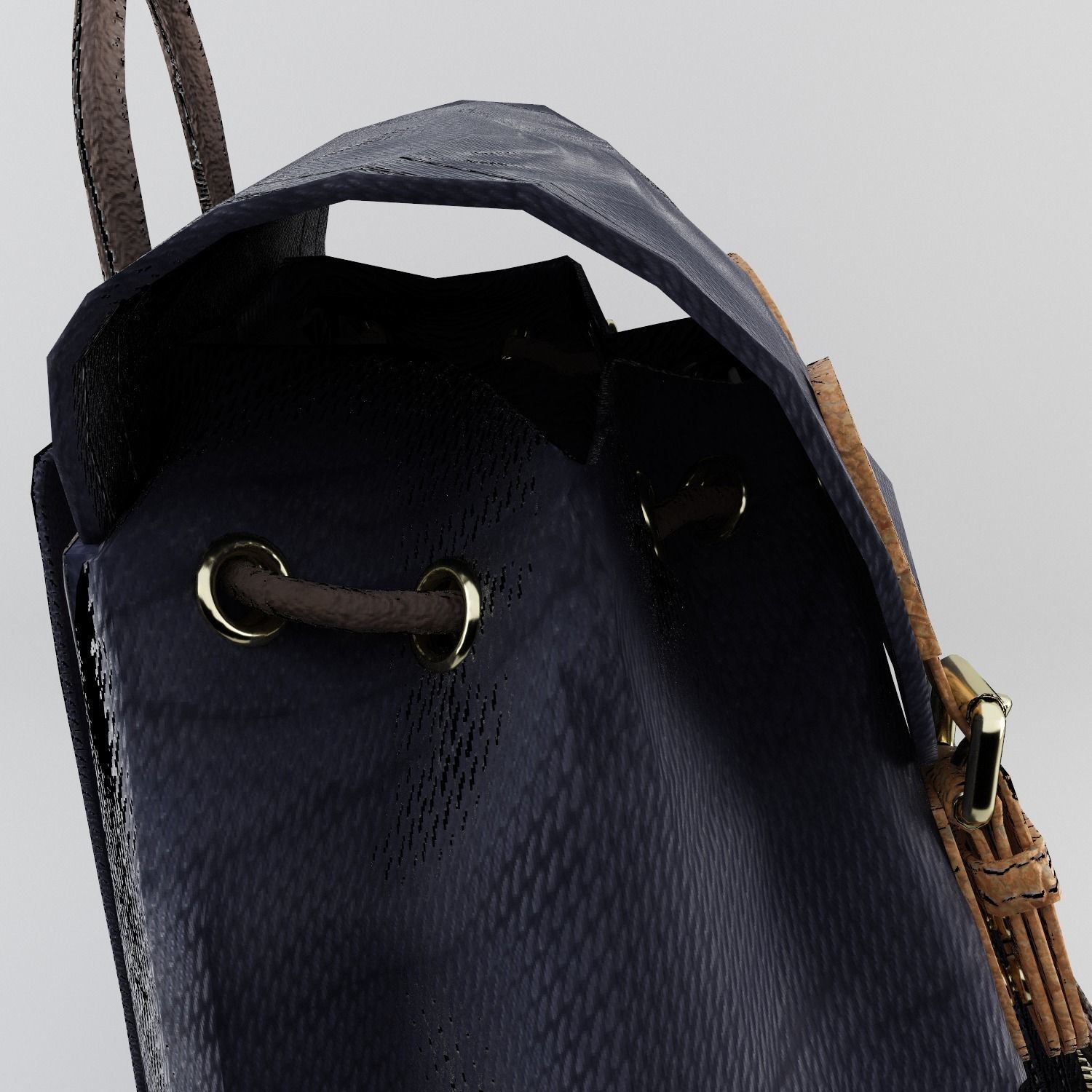 Leather and Nylon Rucksack for Women Low-poly 3D model_11