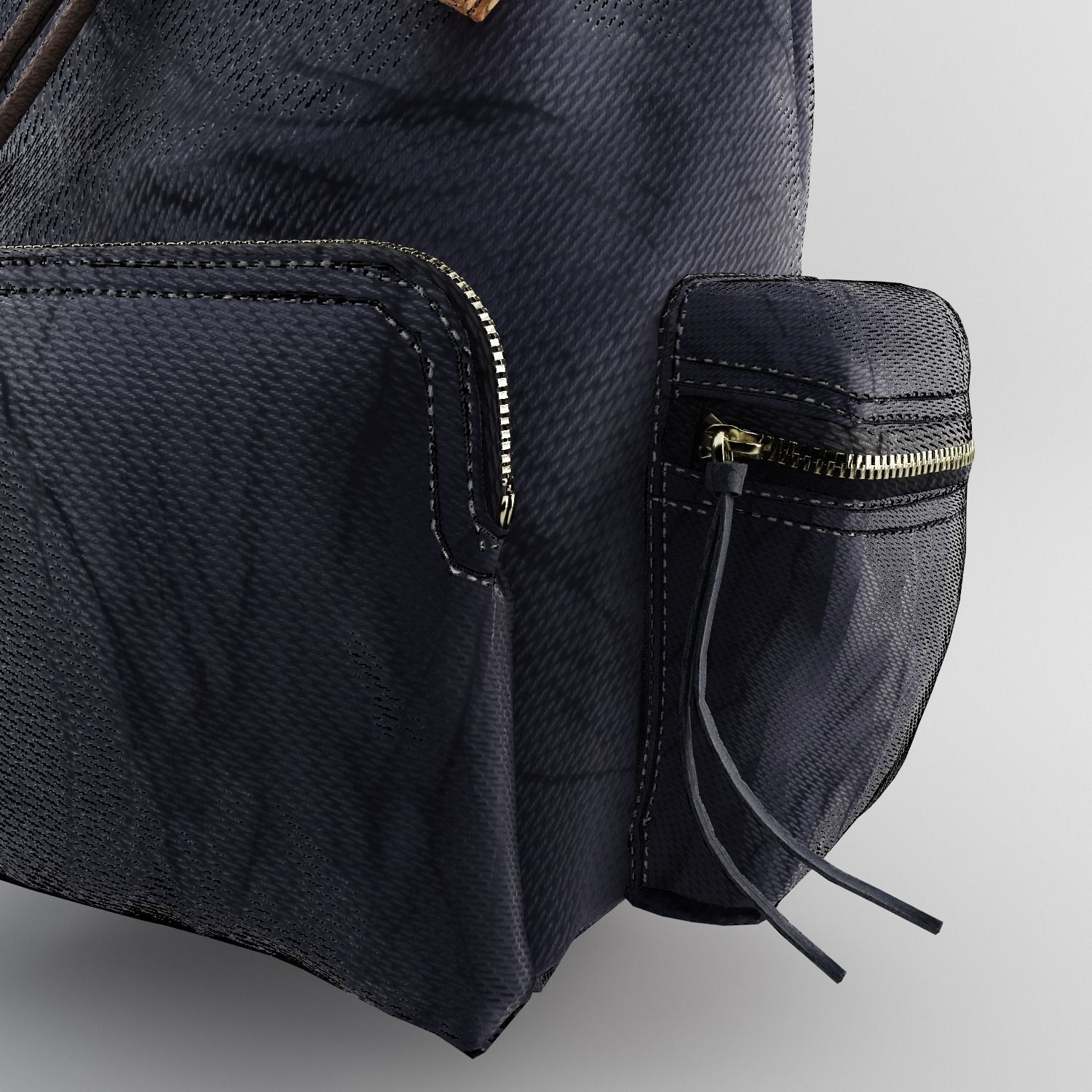 Leather and Nylon Rucksack for Women Low-poly 3D model_4