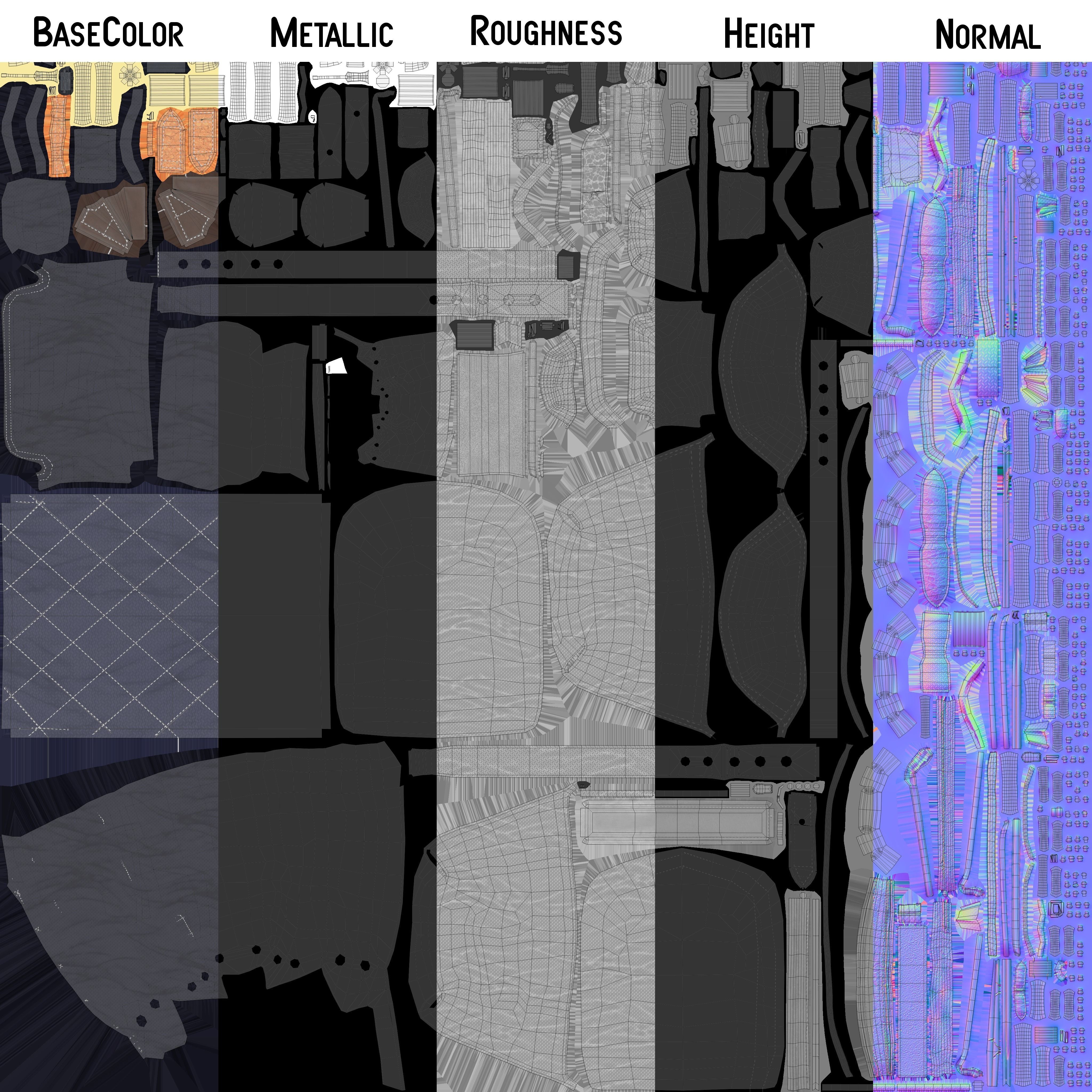 Leather and Nylon Rucksack for Women Low-poly 3D model_14