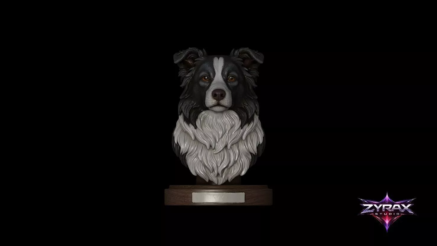 Border Collie Bust STL Dog Sculpture 3D Print Model 3D print model
