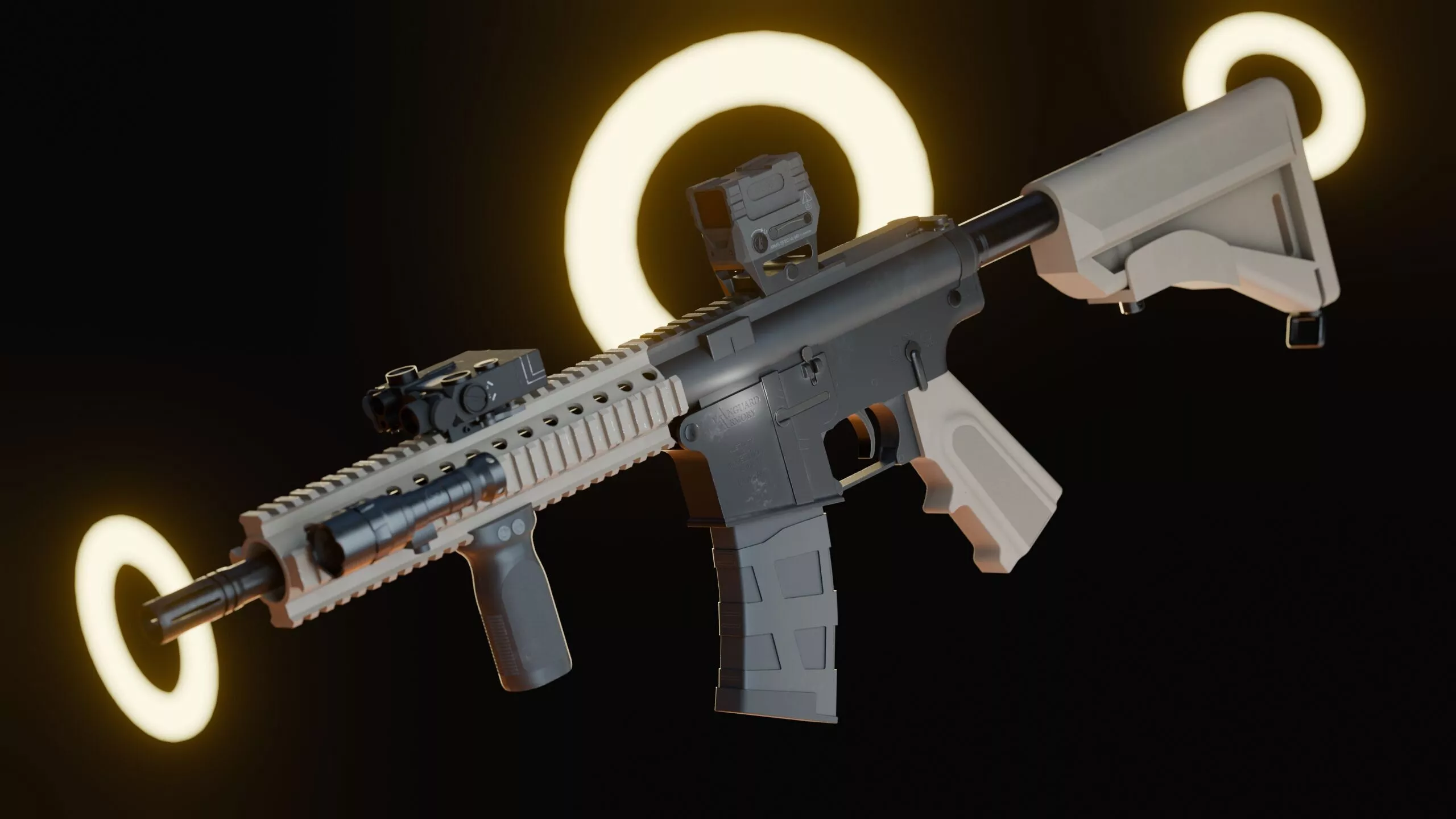 M4 Assault Rifle - Game Ready Rigged PBR Low-poly 3D model
