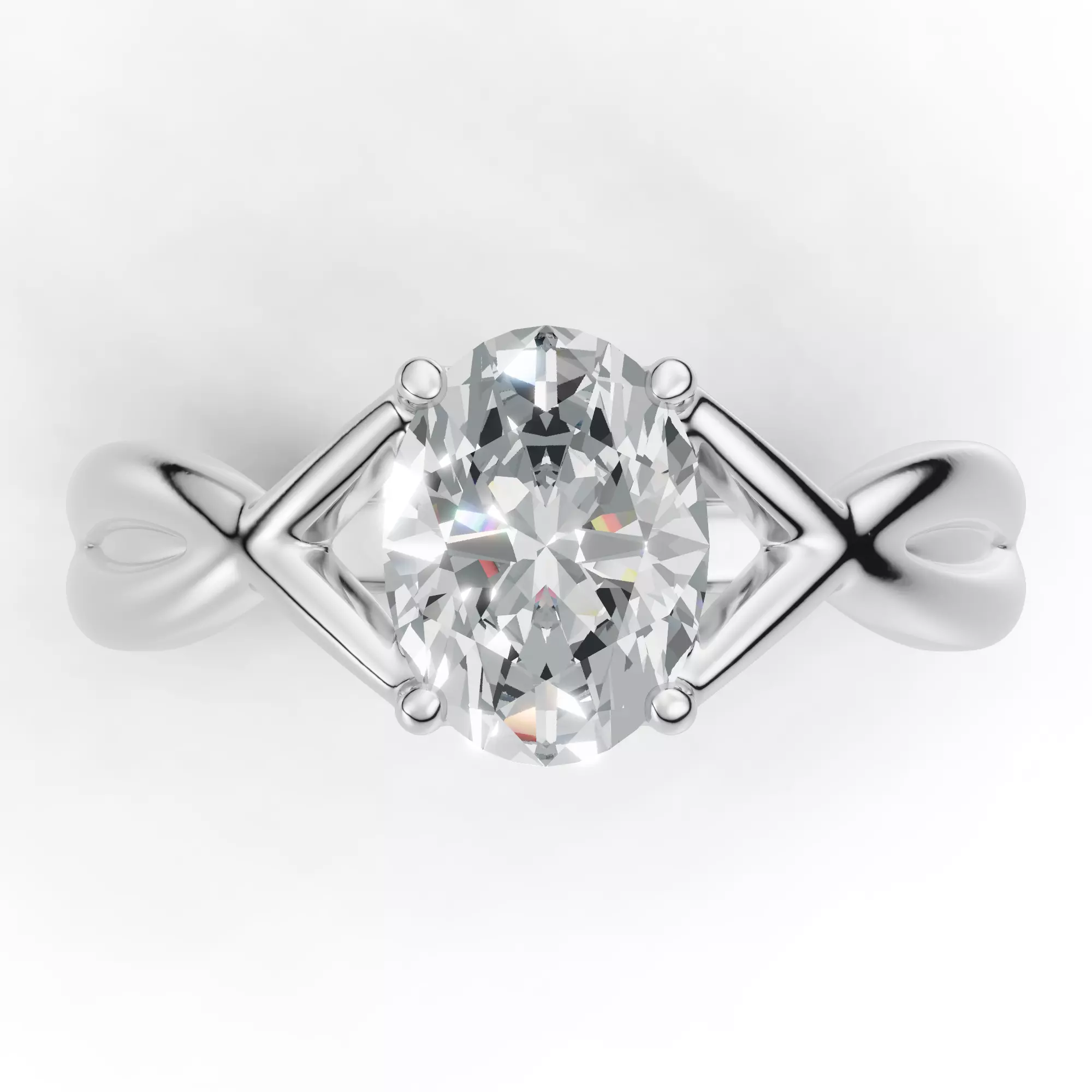 Oval Split Shank Solitaire Engagement Ring 3D Model 3D print model