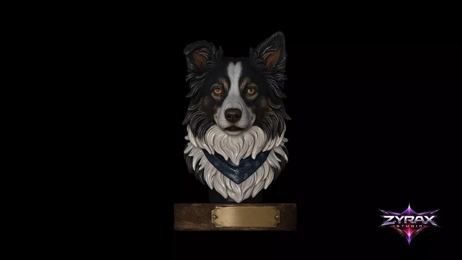 Border Collie Dog Bust STL Pet Sculpture 3D print model