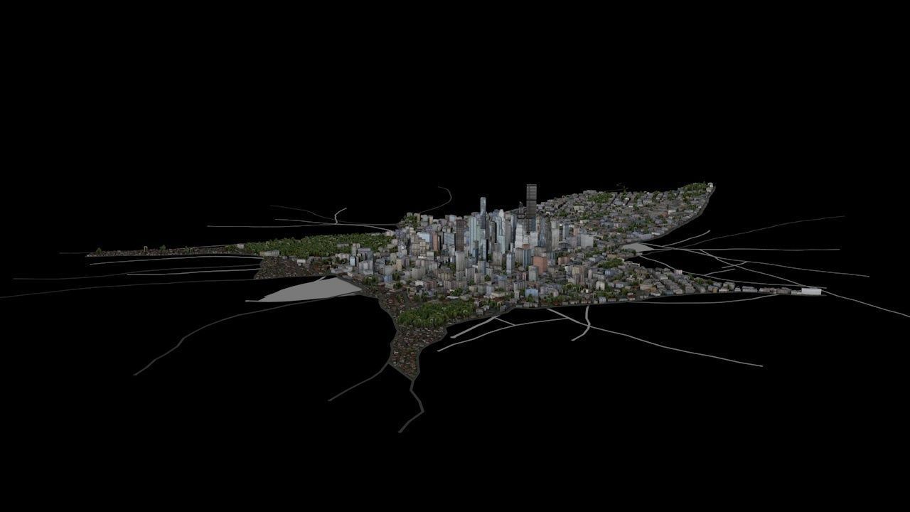 High-Detailed 3D City Model Low-poly 3D model_1