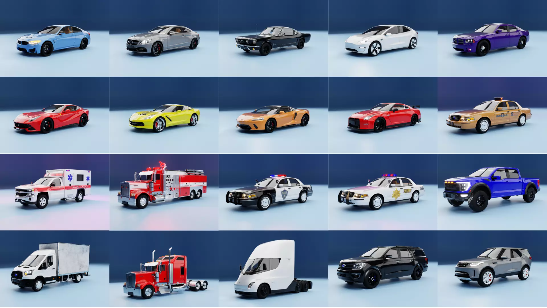 HI-POLY CAR PACK BLENDER ASSET 3D model