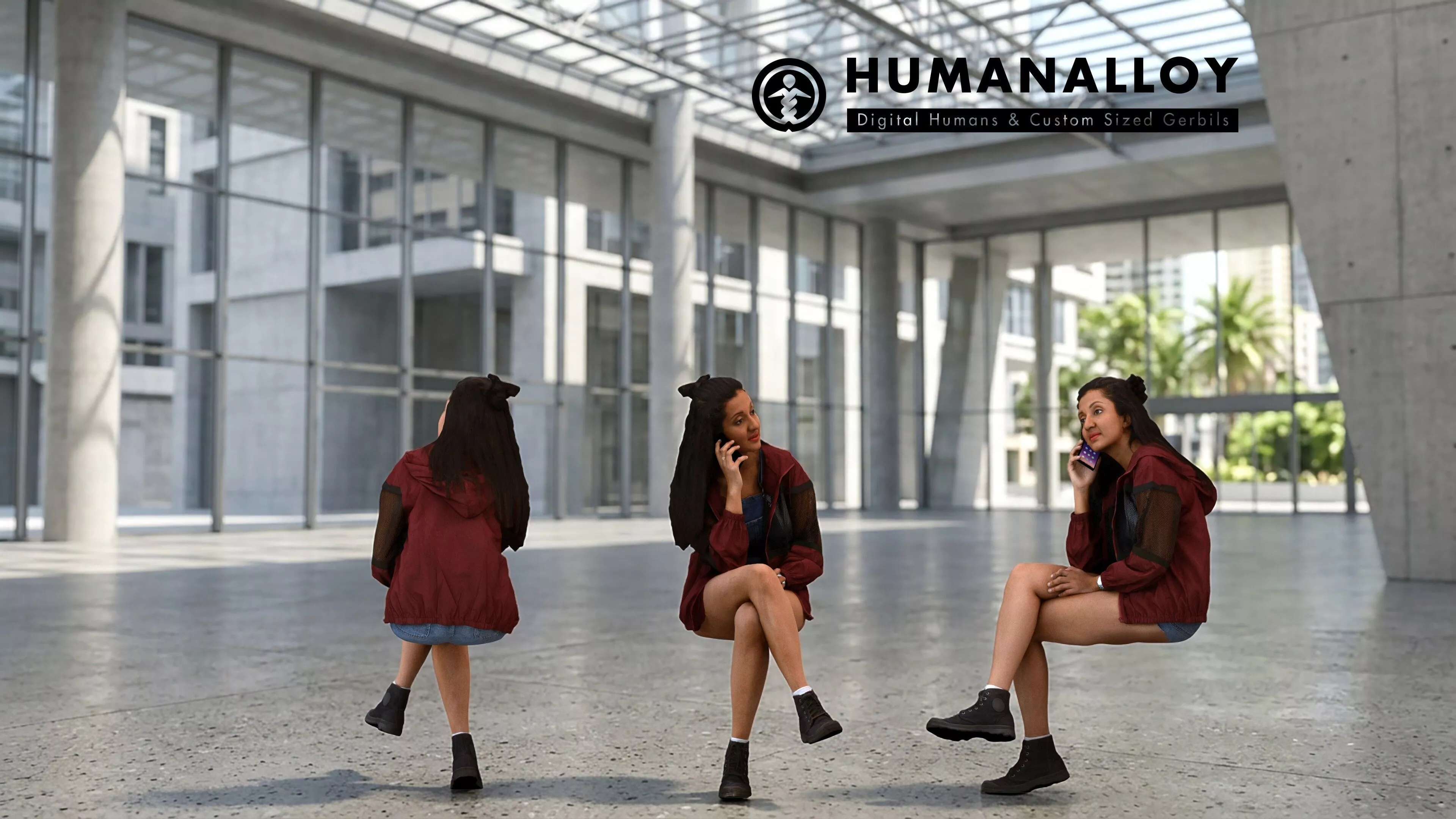 Adult Indian woman calling on smartphone in autumn or spring 3D model