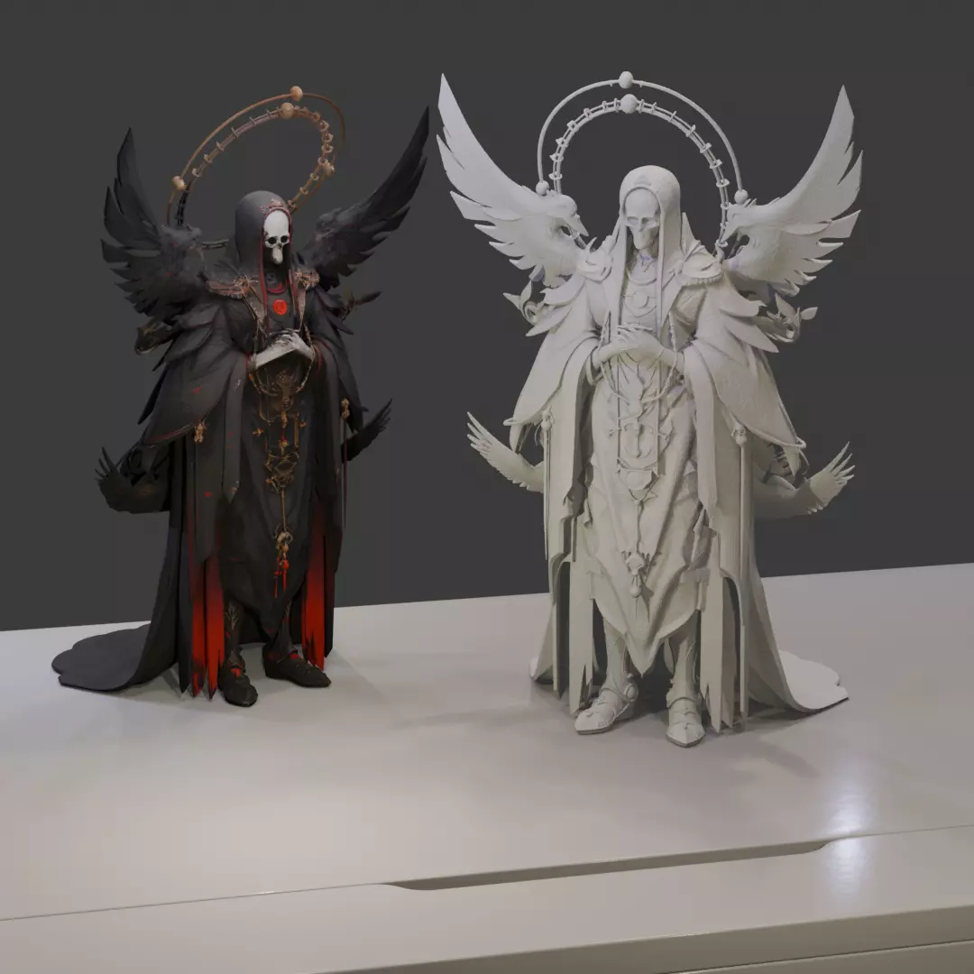 Gothic Raven Necromancer - Dark Fantasy 3D print model