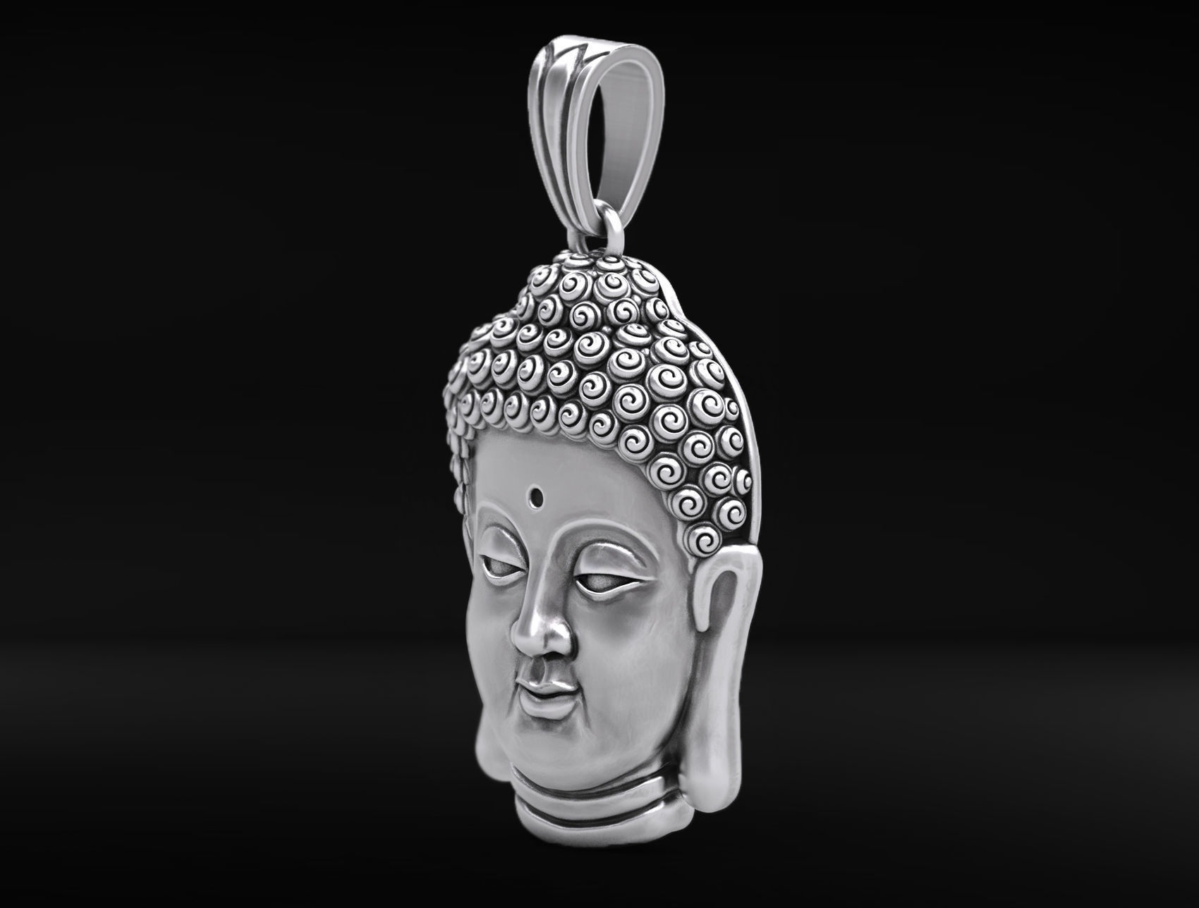 Pendant head of Buddha 3D print model_1