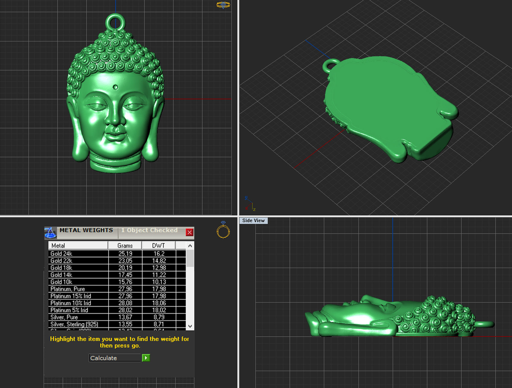 Pendant head of Buddha 3D print model_6