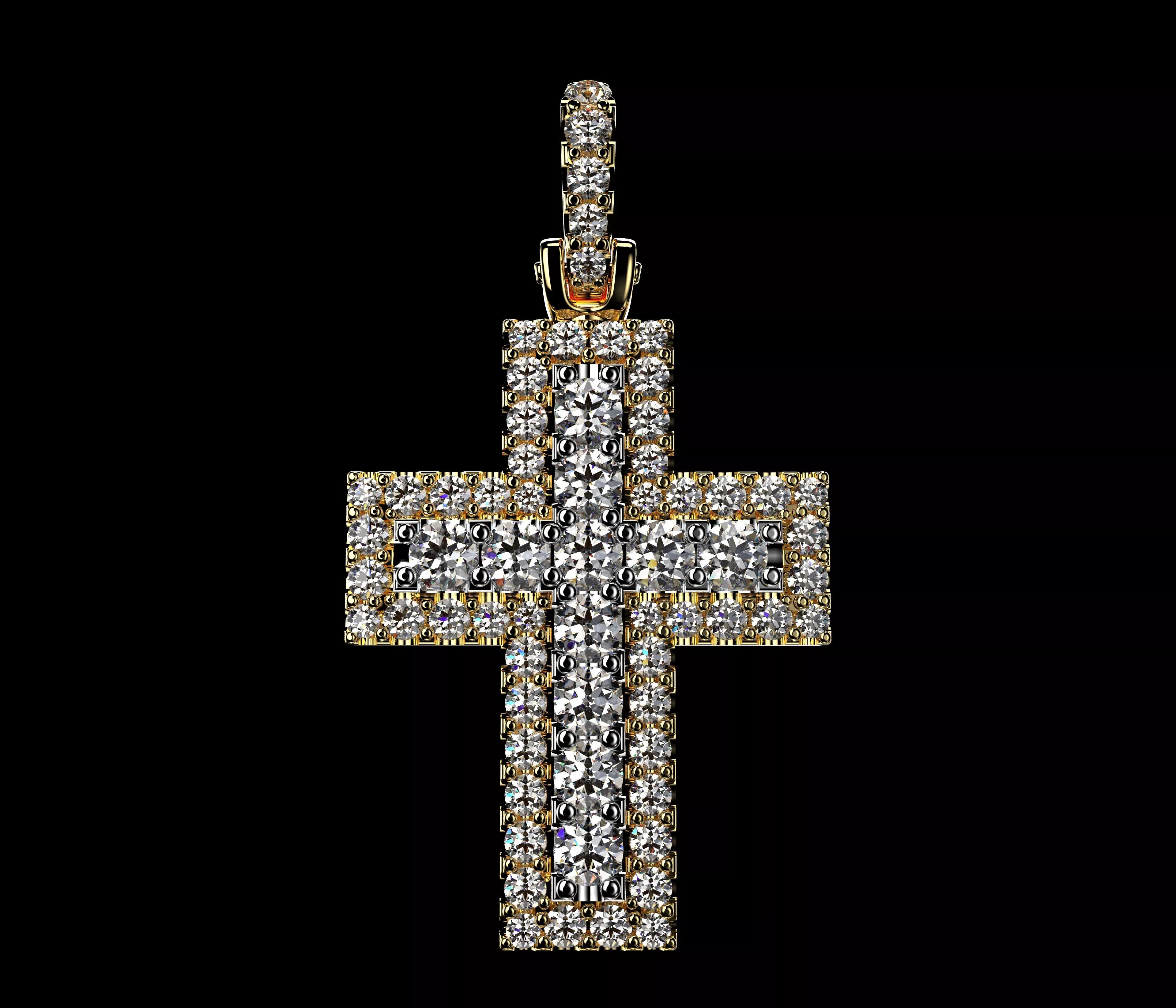 Diamond Cross Pendant 3D Model CAD STL N1753 3D print model