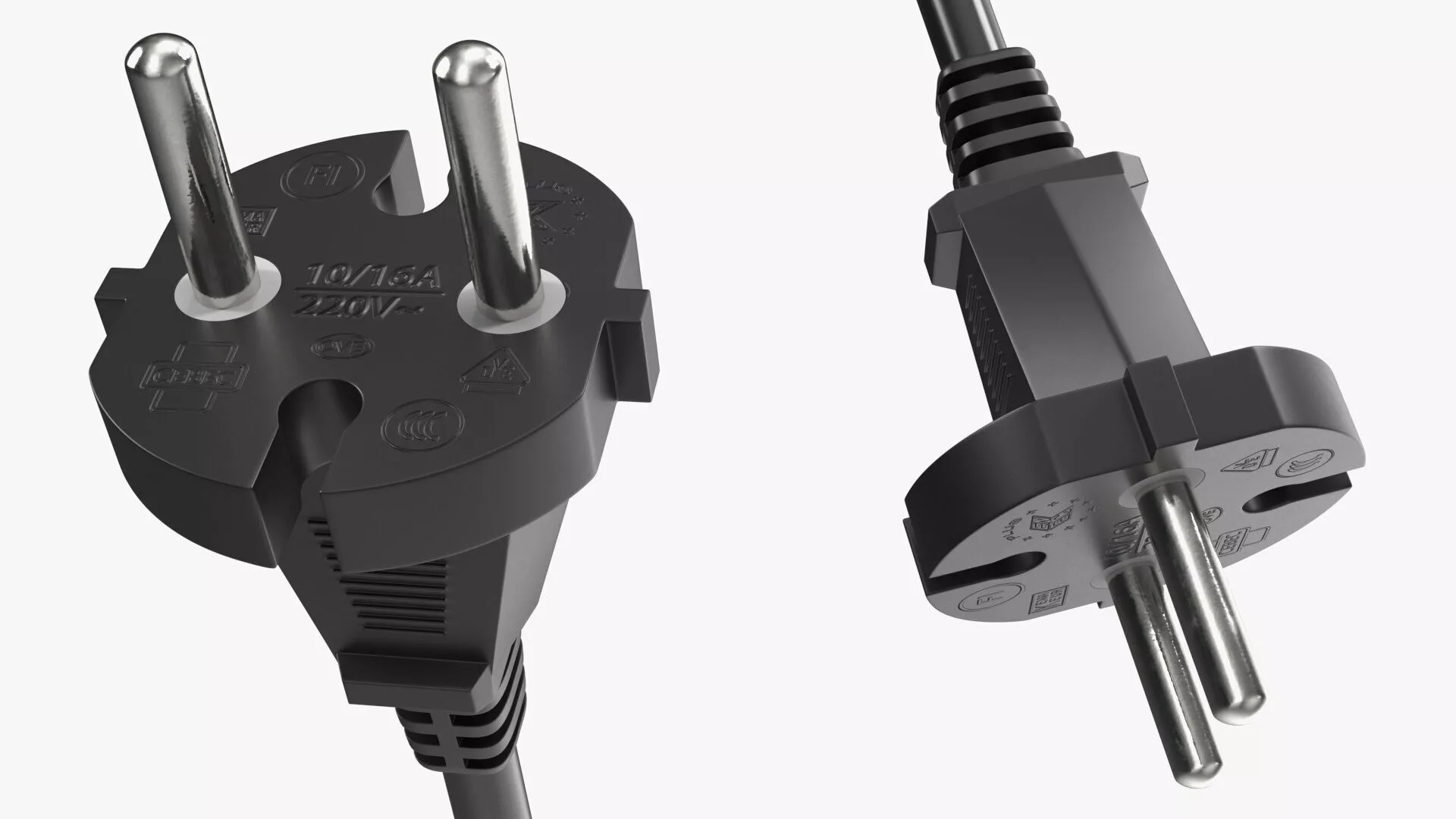 Type E Electric Plug Black Rigged for Cinema 4D 3D model
