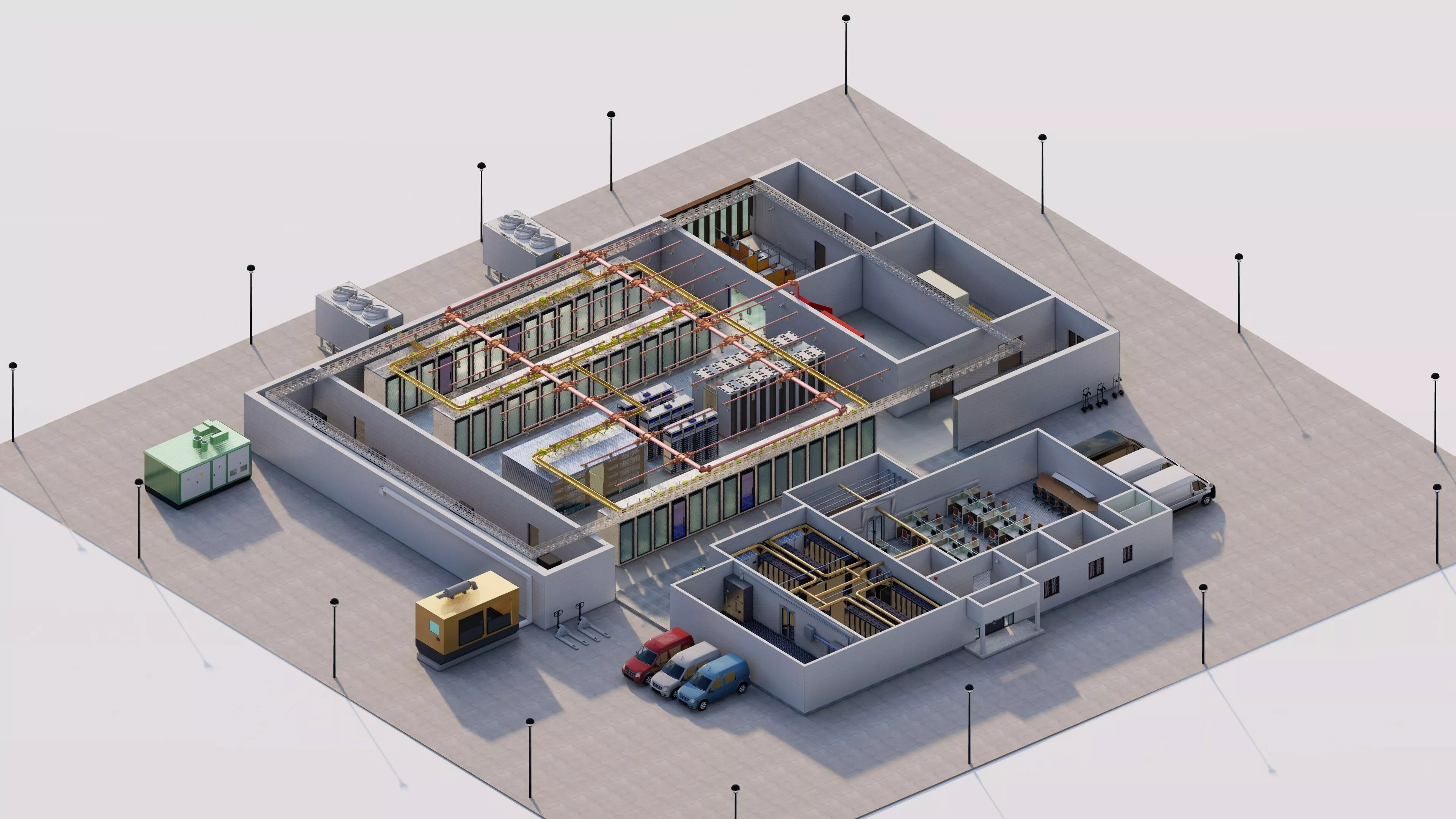 Data Center With Interior-Huge Data Center-Data Center 3D model