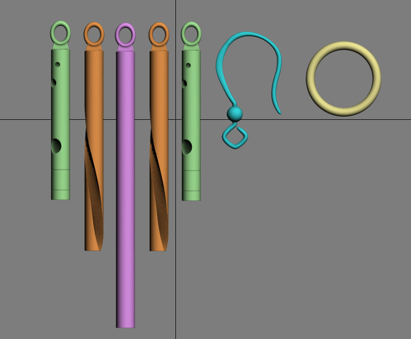 Earrings - Little Rods 3D print model_7