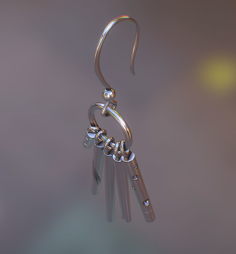 Earrings - Little Rods 3D print model_2