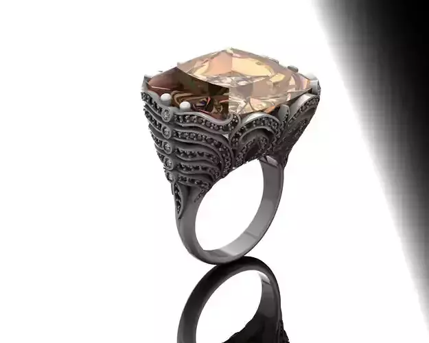 Ring with a square large colored insert