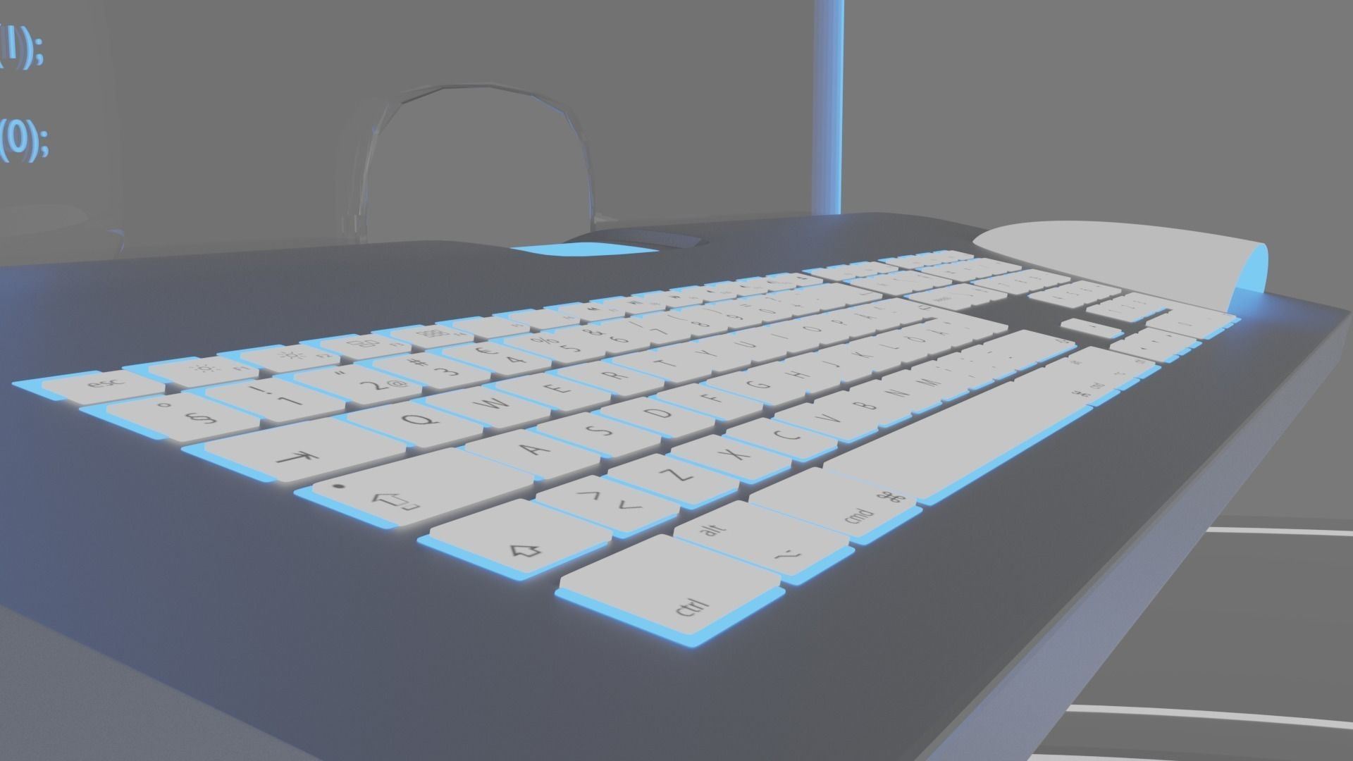 Sci-Fi Neon Computer 3D model_5