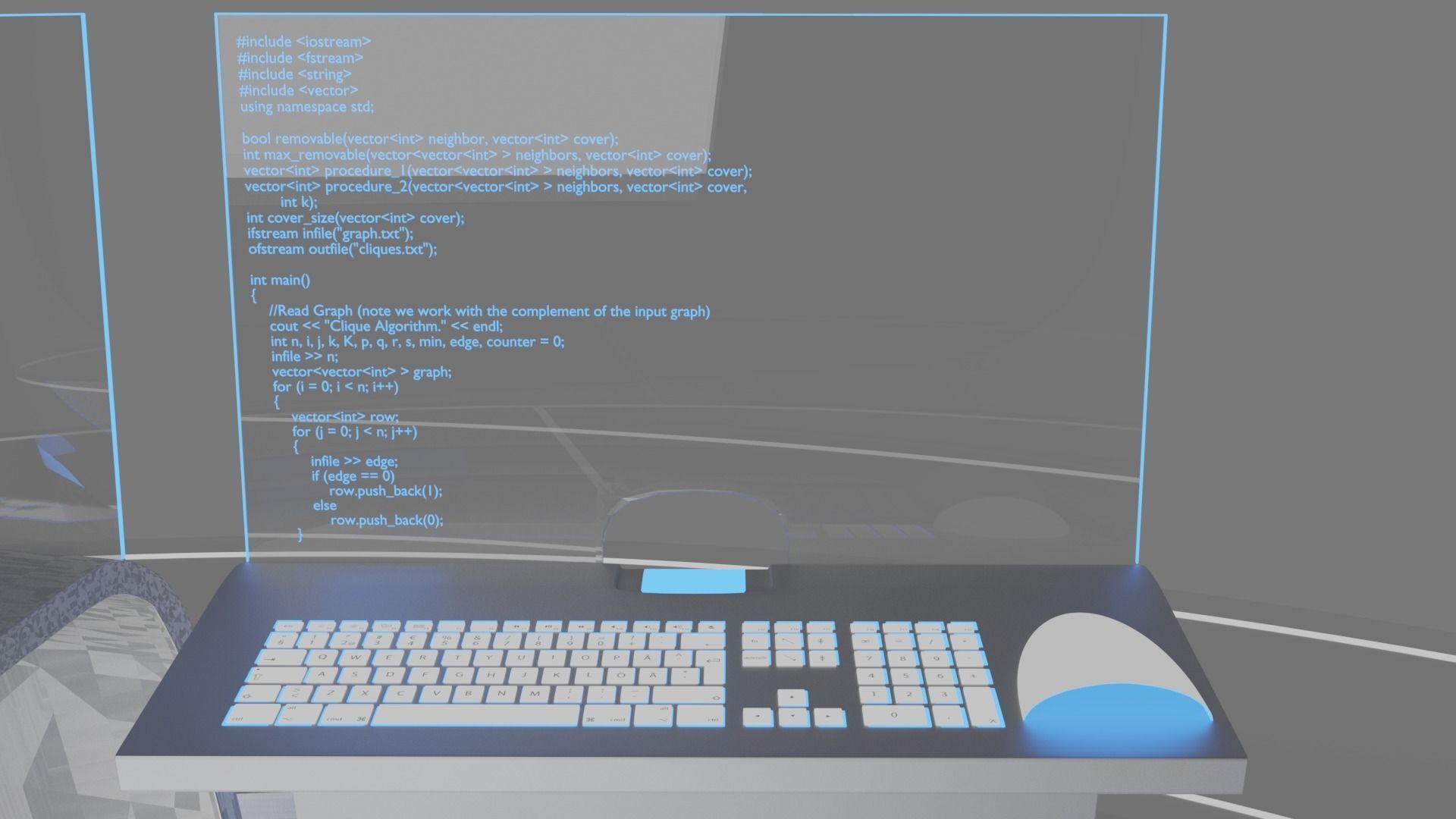 Sci-Fi Neon Computer 3D model_2