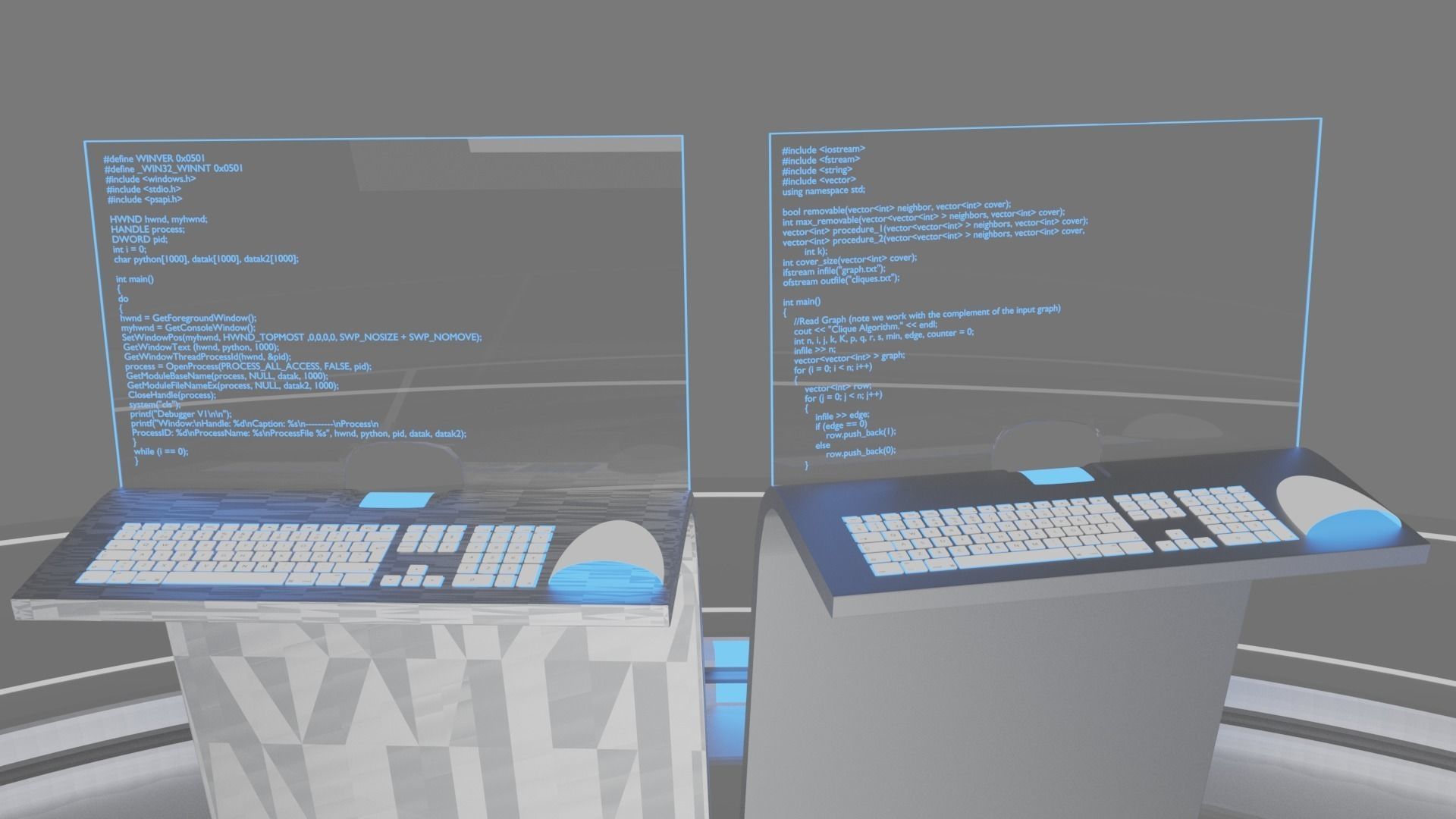 Sci-Fi Neon Computer 3D model_0