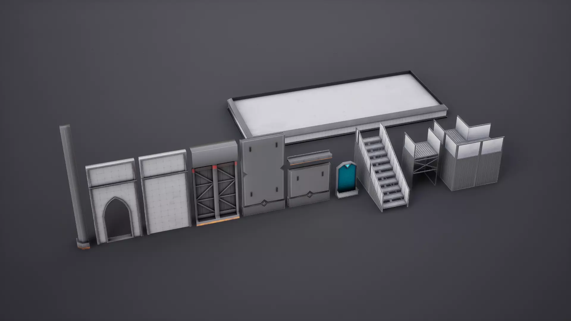 Modular House Building Kit Walls Roof Stairs Windows Low-poly 3D model