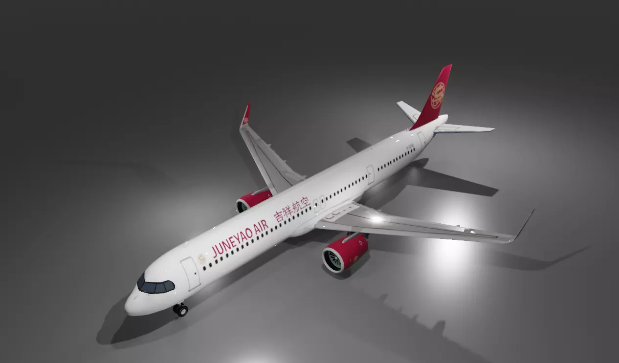 Juneyao airlines airbus a321neo low poly 3D Model Low-poly 3D model
