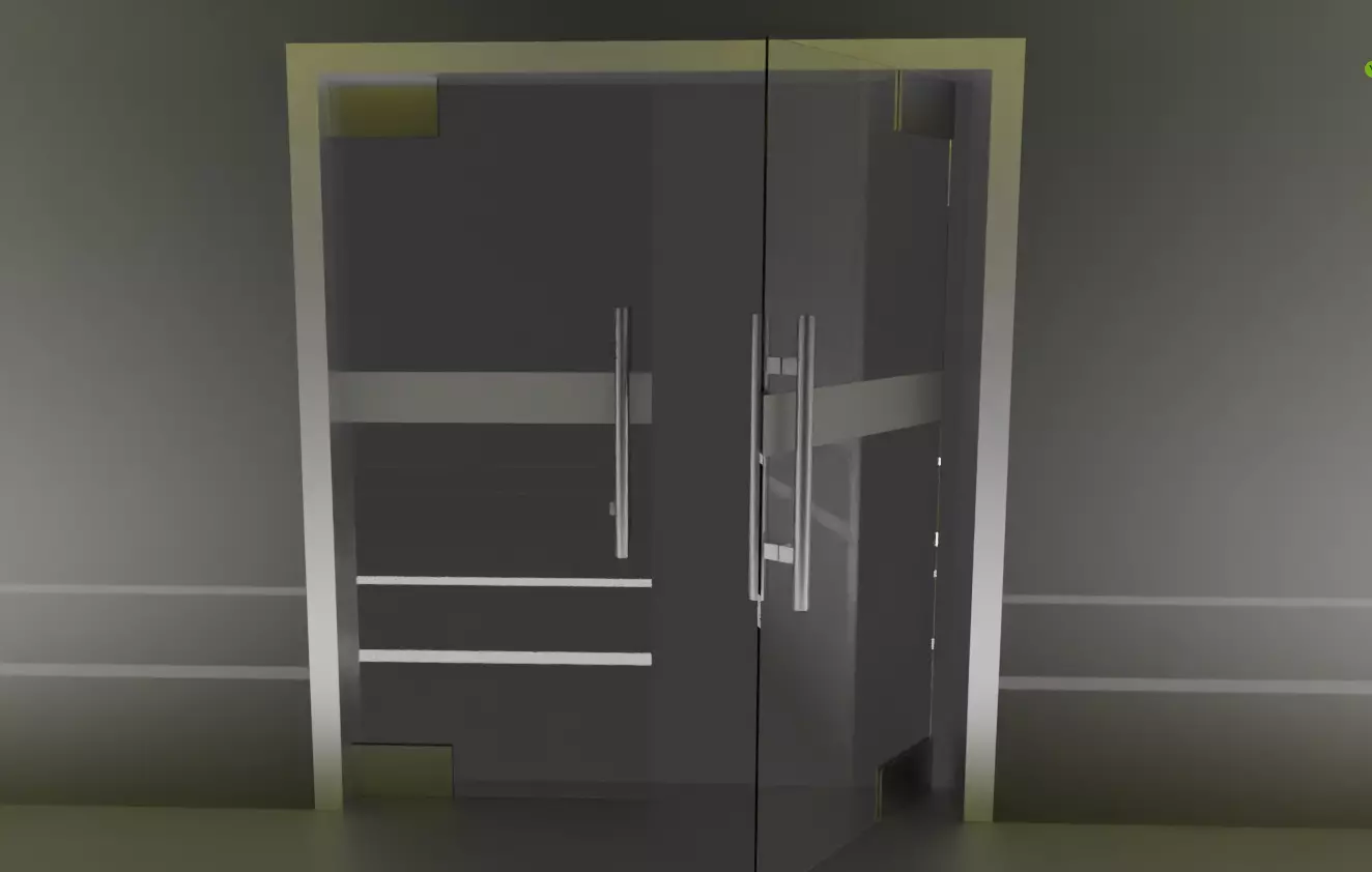 Modern Commercial Double Glass Door - Game Ready Free low-poly 3D model