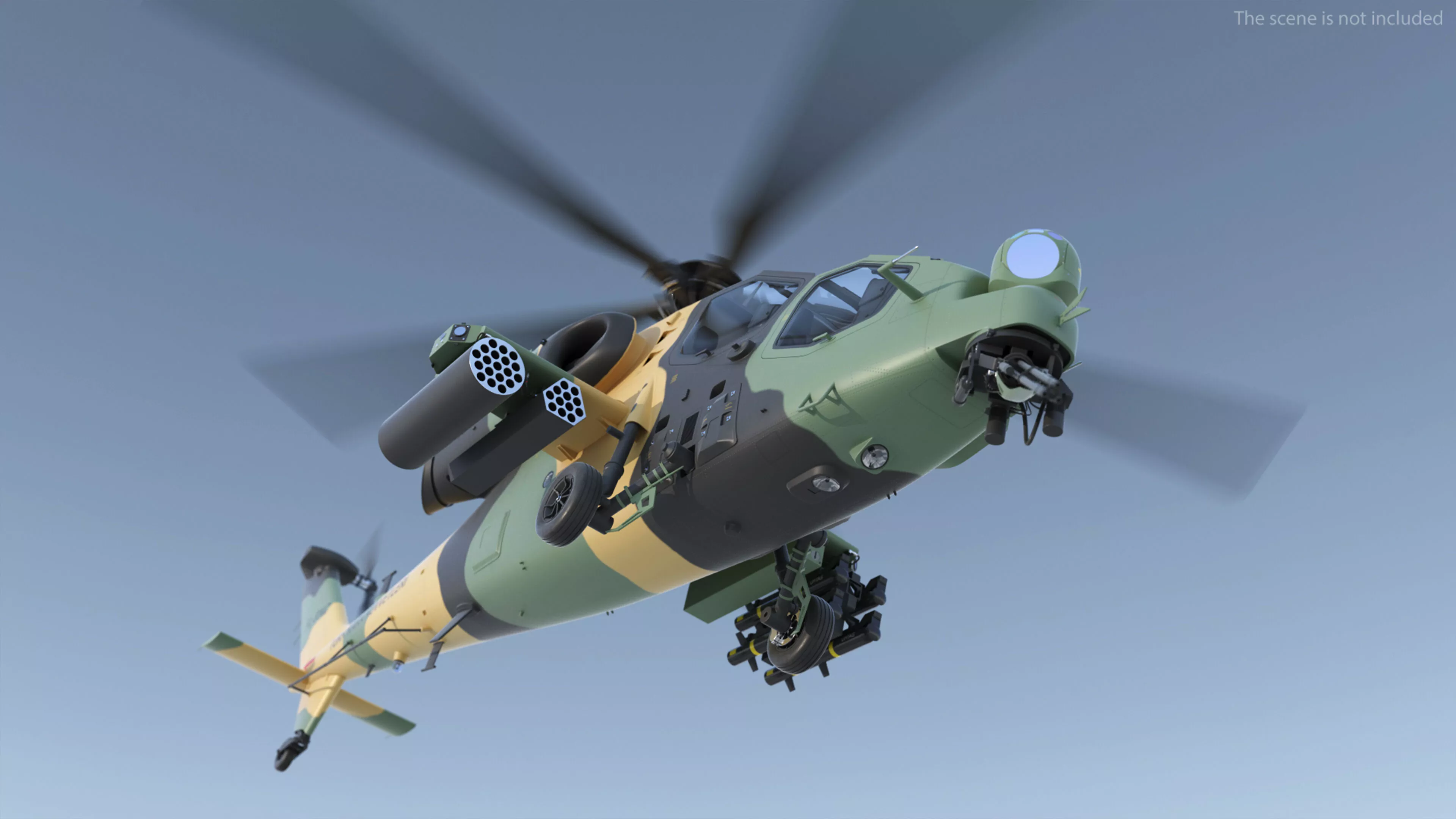 T129 ATAK Green Helicopter Rigged for Cinema 4D 3D model