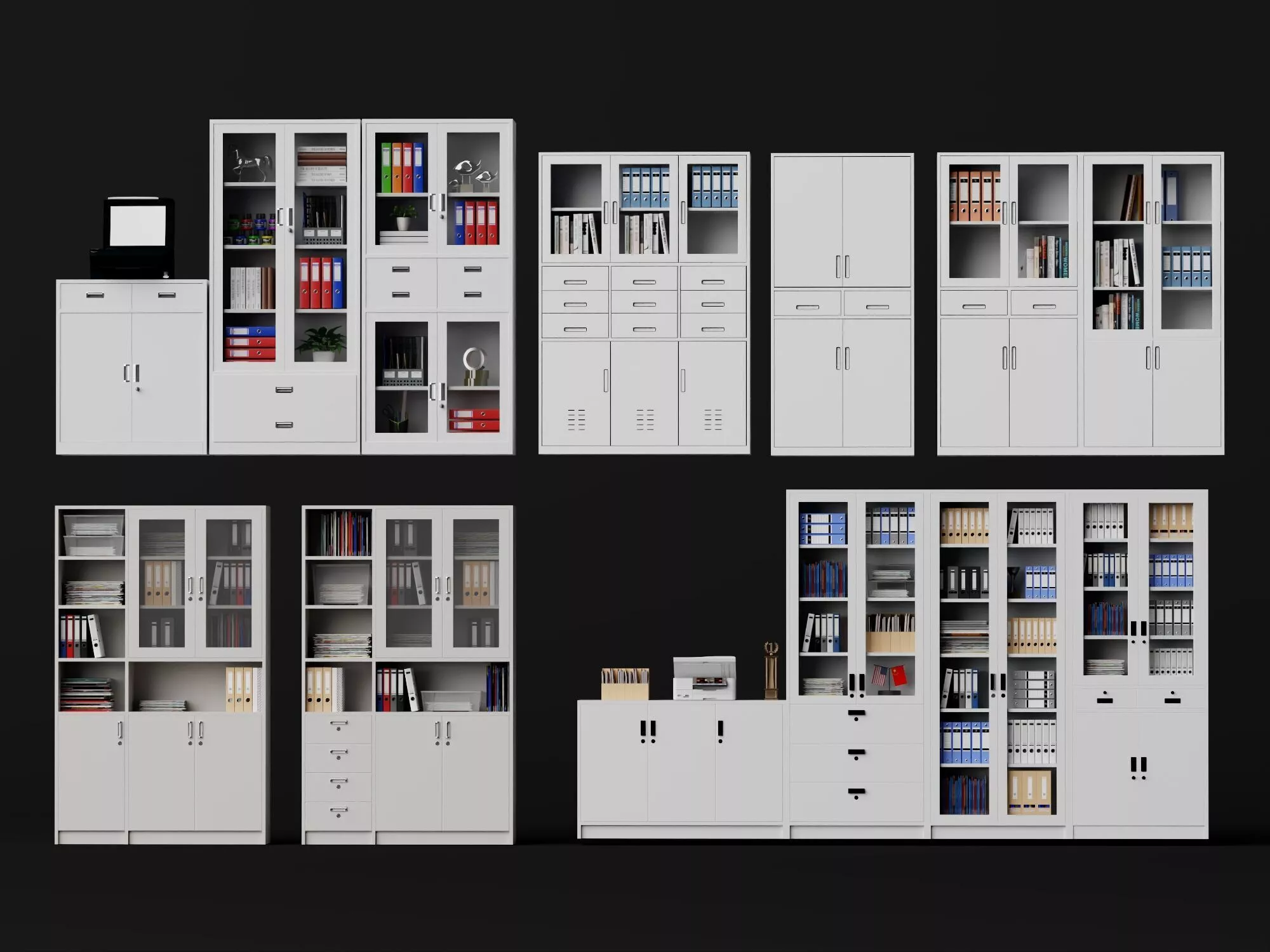 office filing cabinet set 3d model office furniture asset 3D model