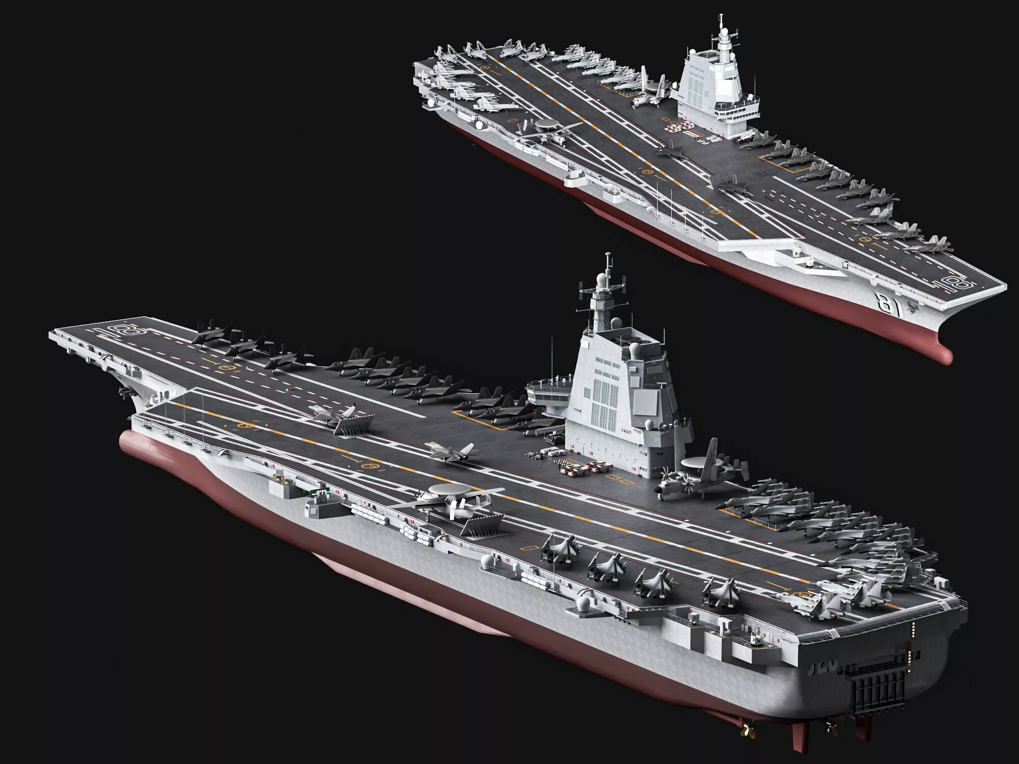 Chinese Aircraft Carrier Fujian Type Low-poly 3D model