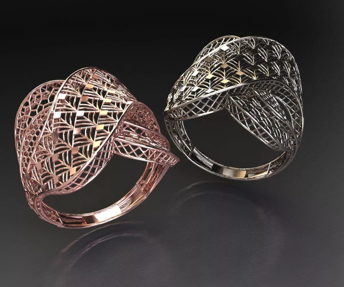 38 Sovereign Chevron Lattice Crossover Ring 2gm 3D print model