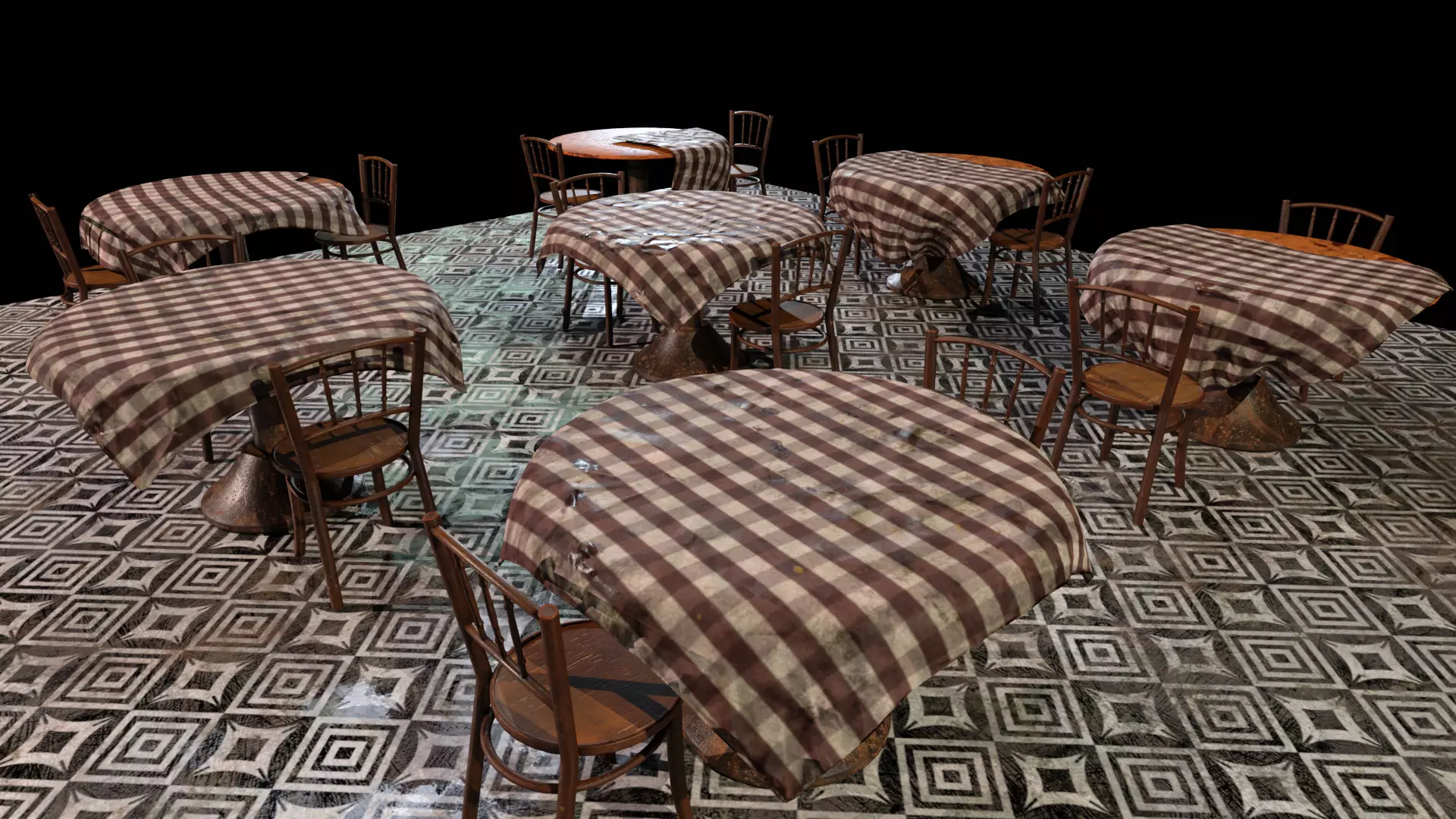 Old Cafe Furniture Pack Free low-poly 3D model