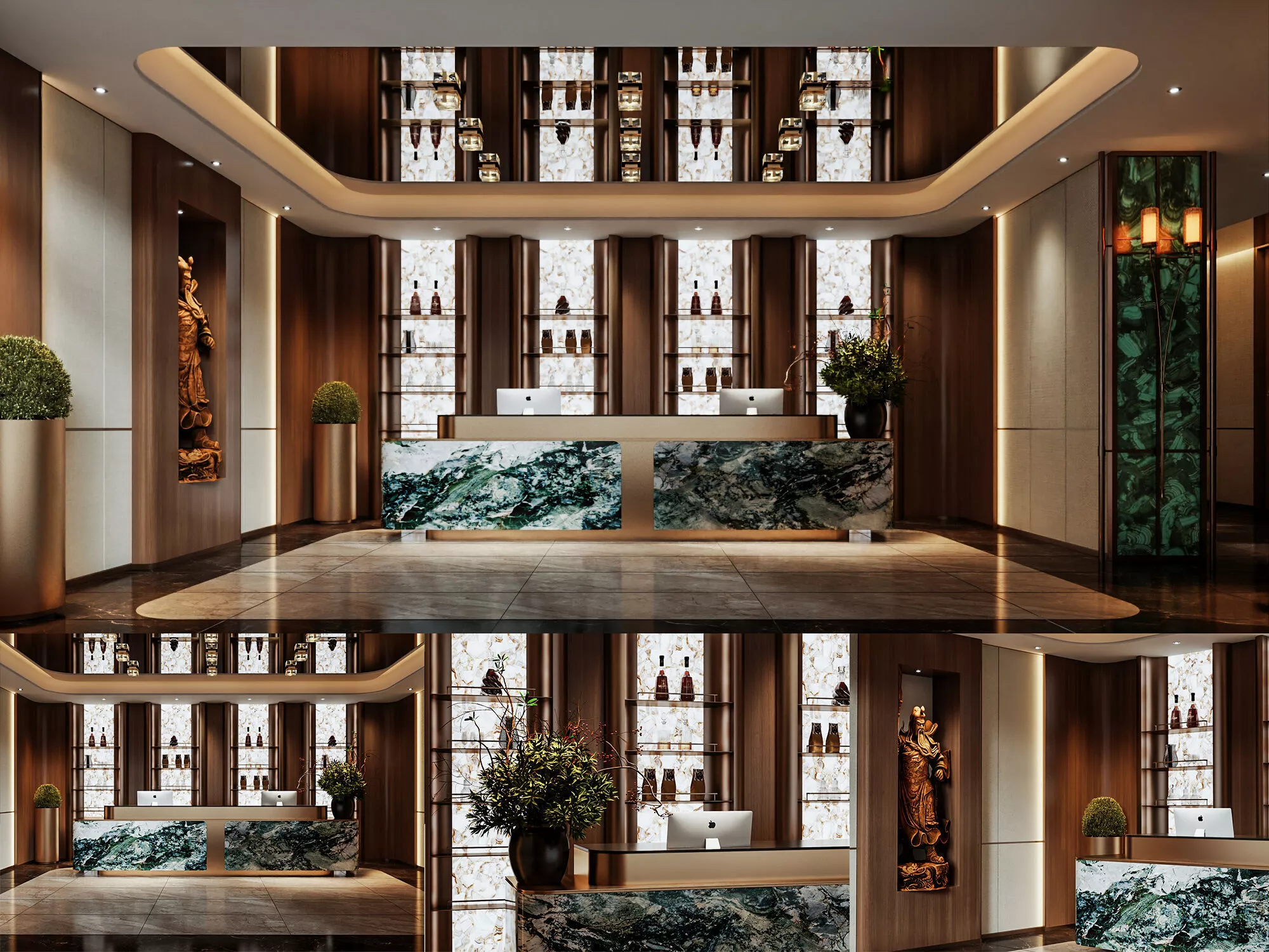 Luxury Hotel Lobby Reception Desk Low-poly 3D model