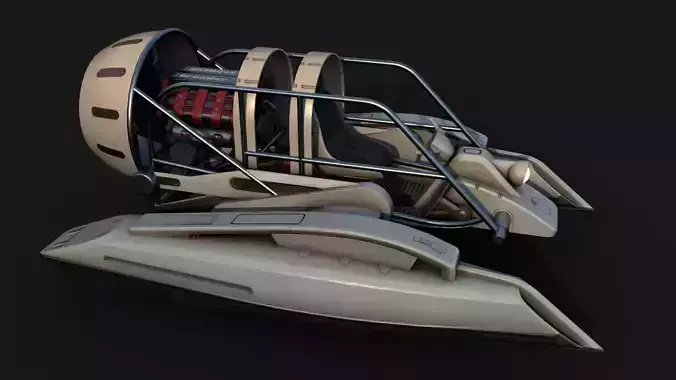 V8 Airboat Low-poly 3D model