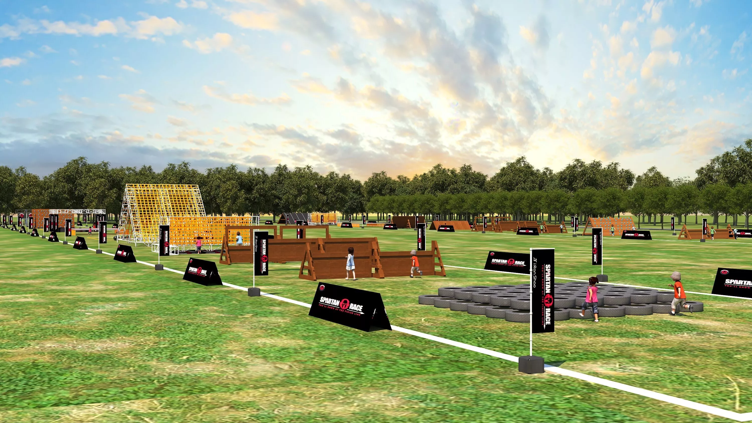 Spartan Kids Race Themed Outdoor Obstacle Course 3D Model 3D model