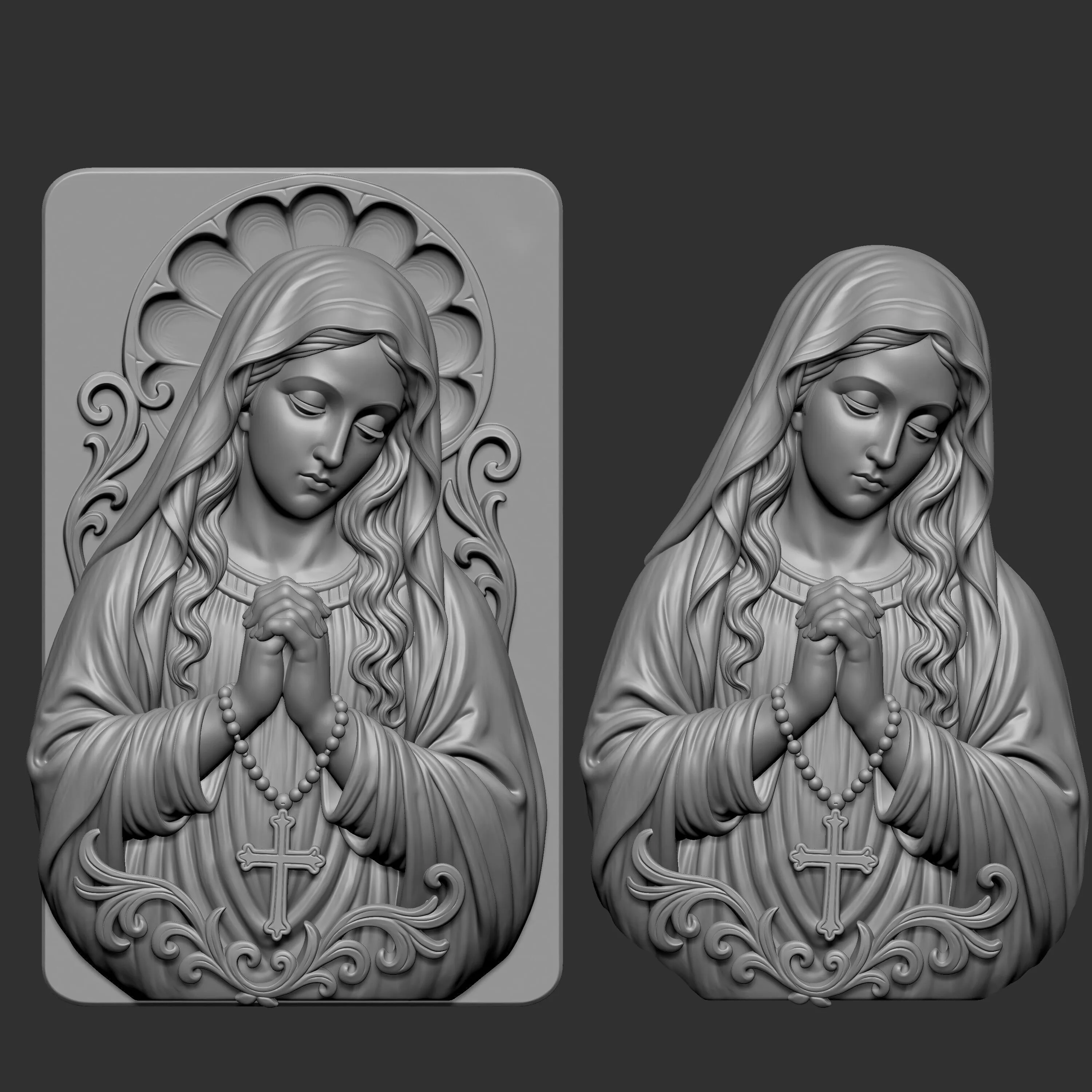 Blessed Virgin Mary 3D Relief Sculpture Model 3D print model