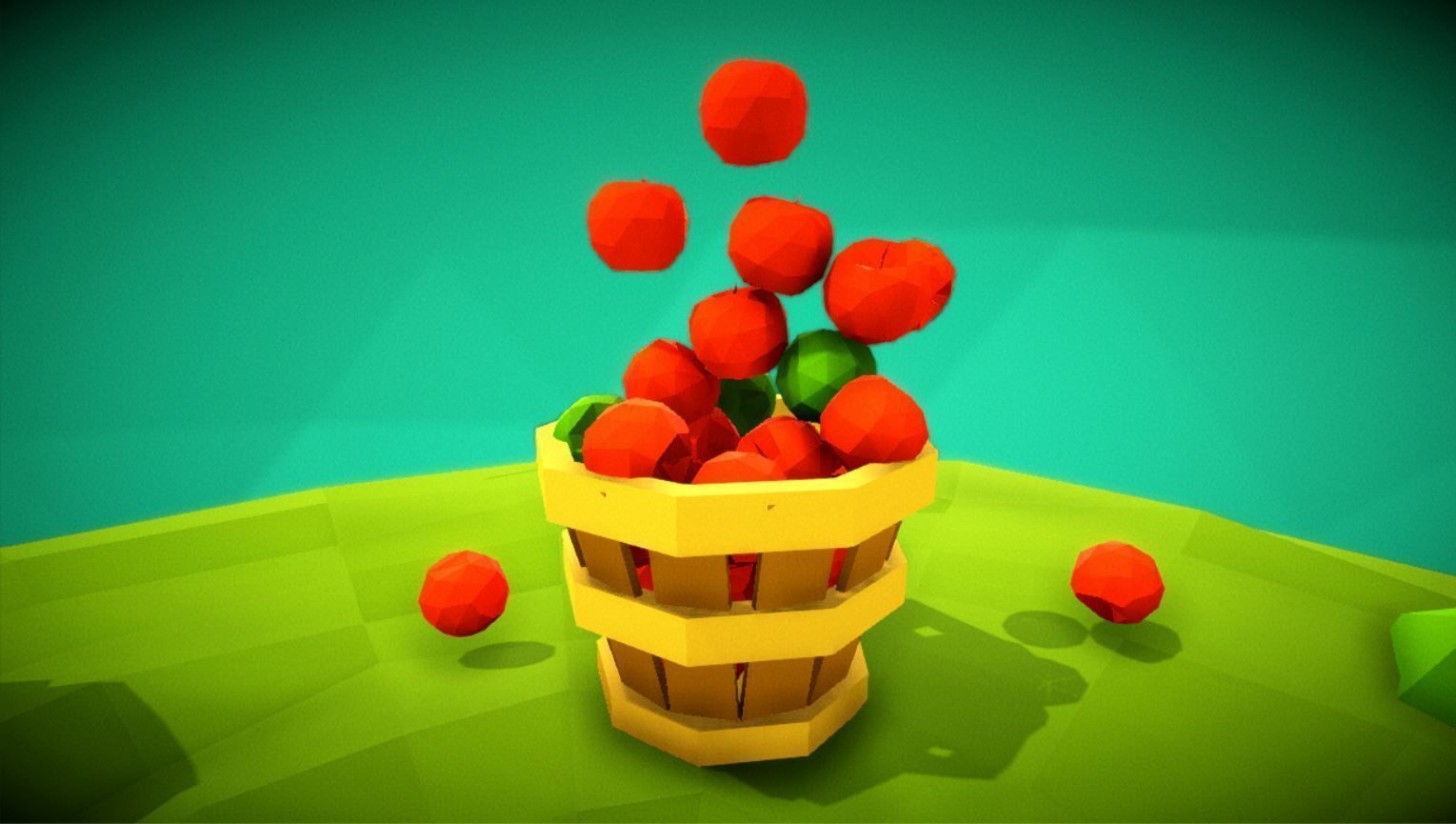 Low Poly Ground bucket with apples in it Free low-poly 3D model_2