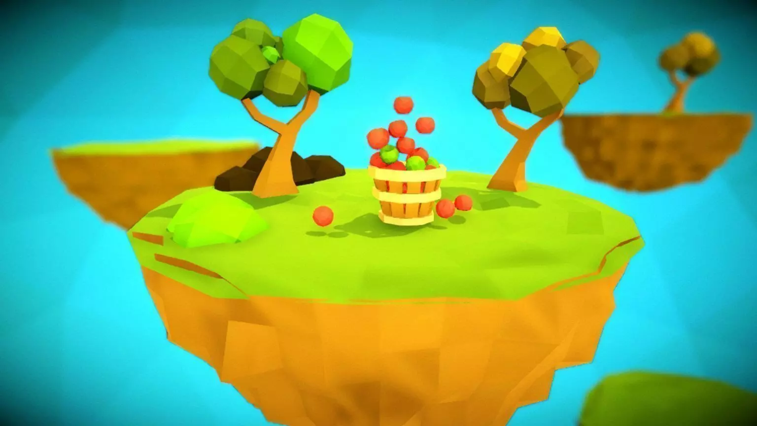 Low Poly Ground bucket with apples in it Free low-poly 3D model_0