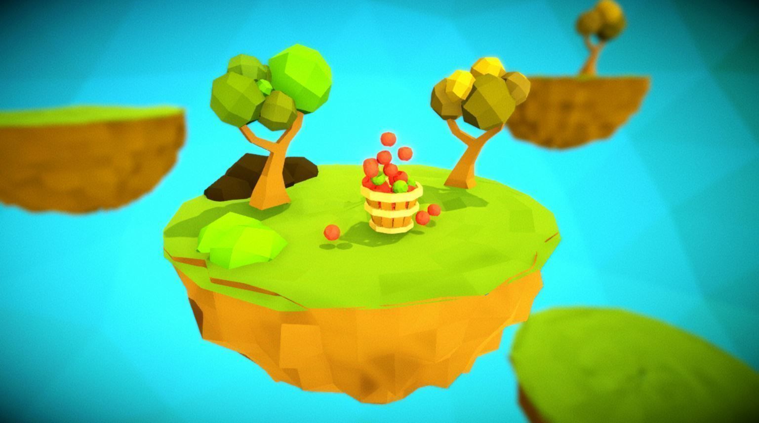 Low Poly Ground bucket with apples in it Free low-poly 3D model_5