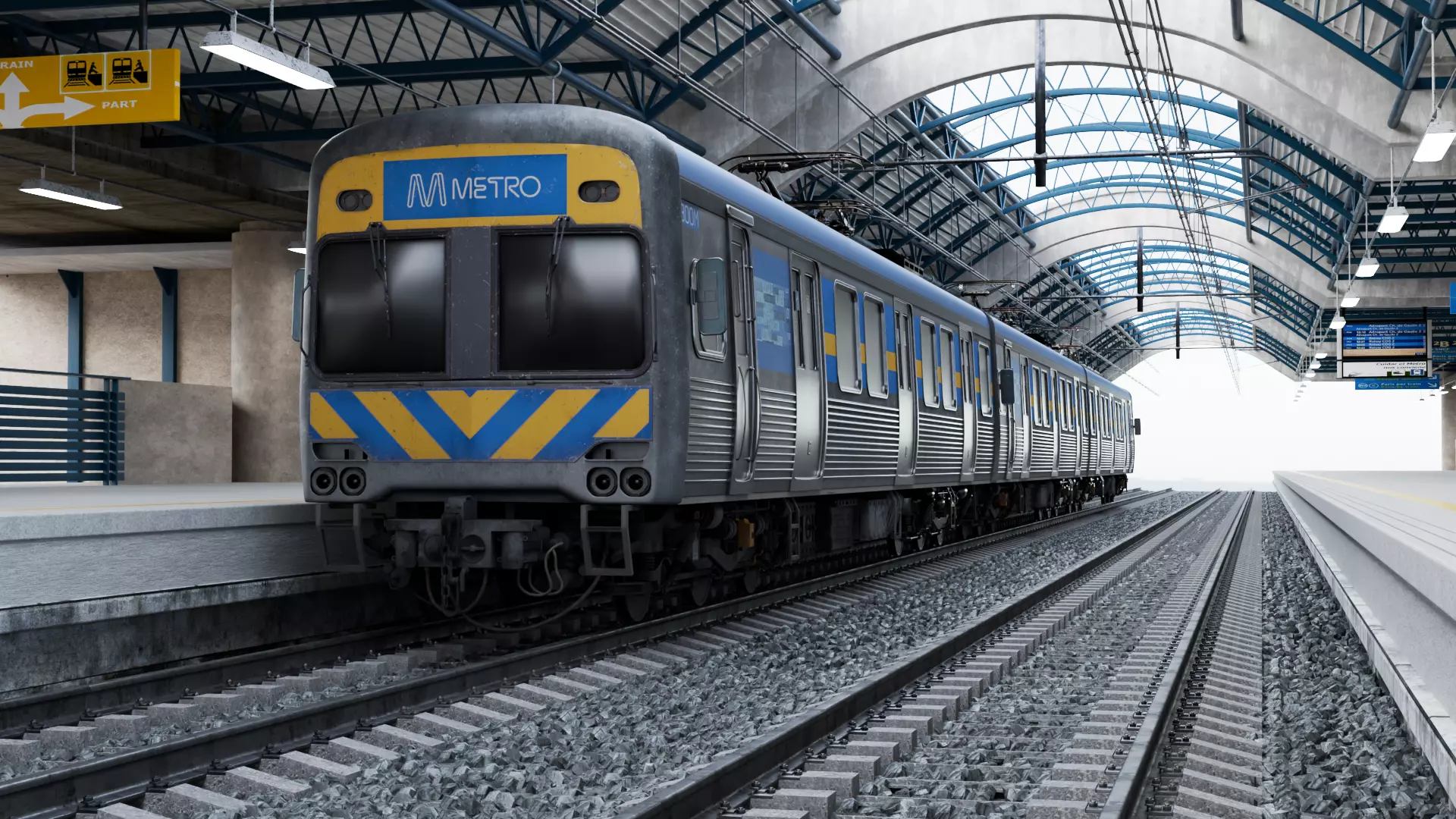 Metro Train - Railway Station Low-poly 3D model